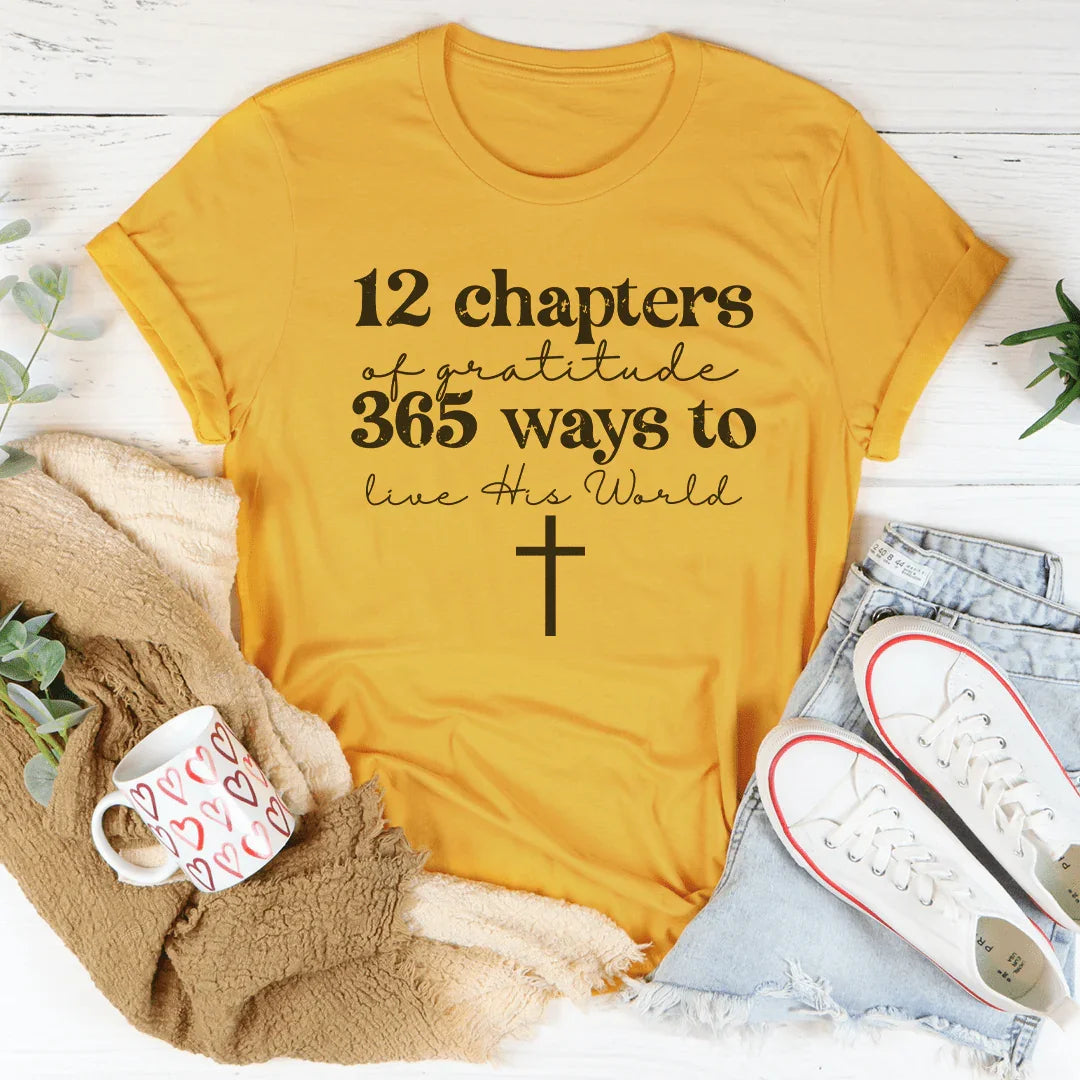 12 Chapters Of Gratitude Tee Mustard / S Peachy Sunday T-Shirt