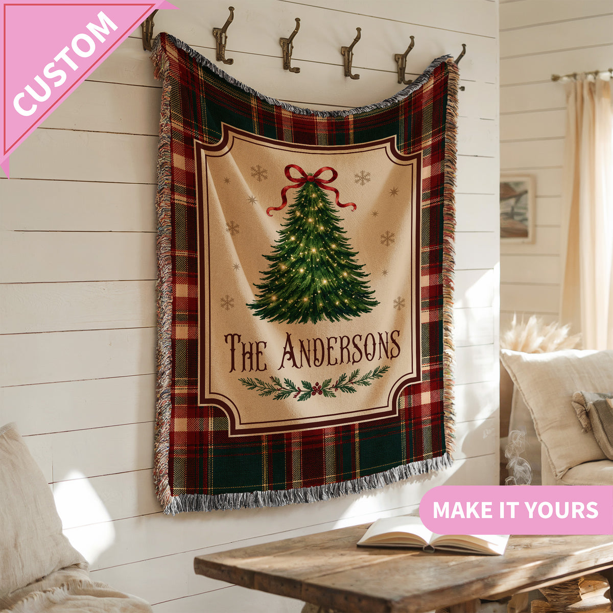 Personalisierte gewebte Weihnachtsdecke