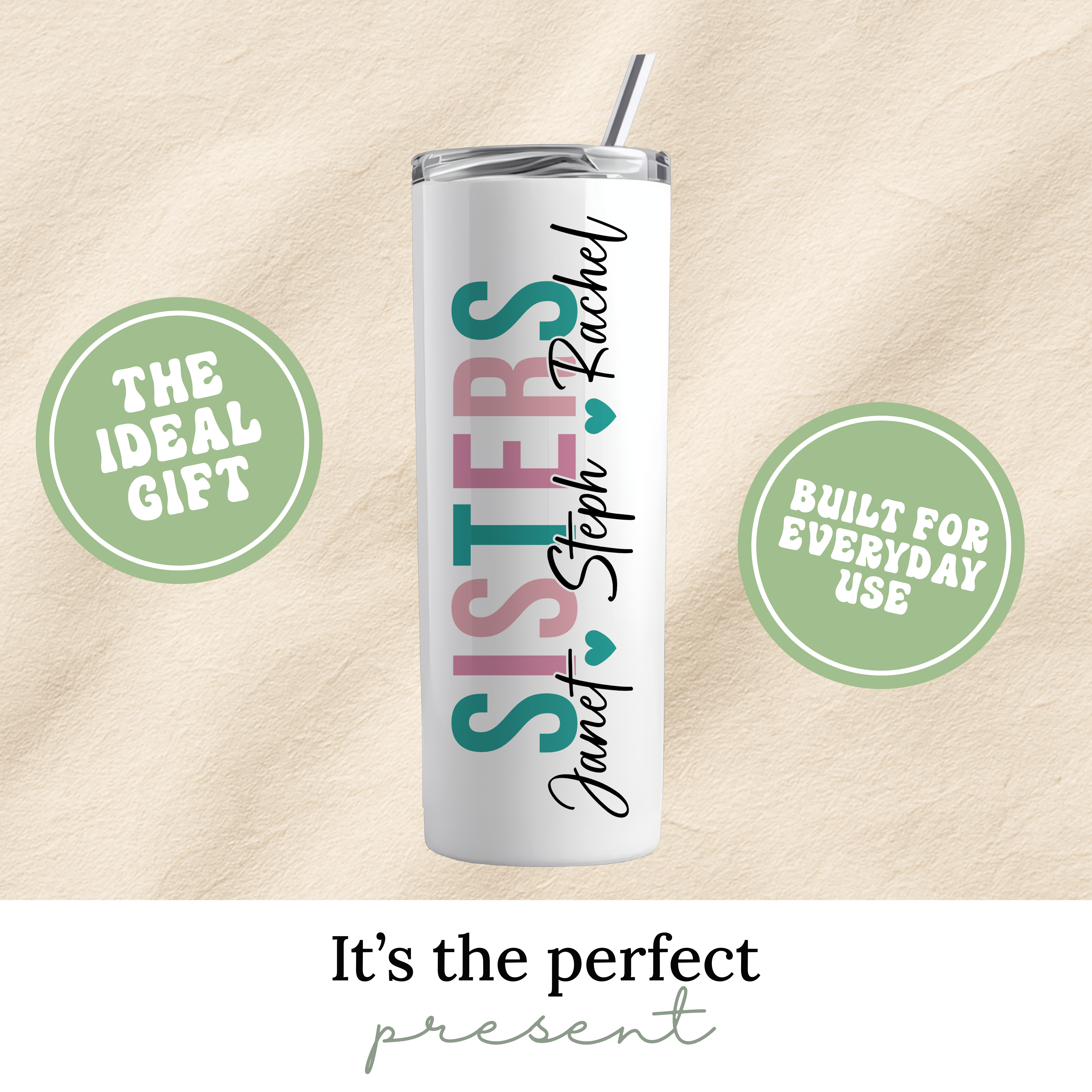 Personalized Side By Side Or Miles Apart Long Distance Sister Tumbler