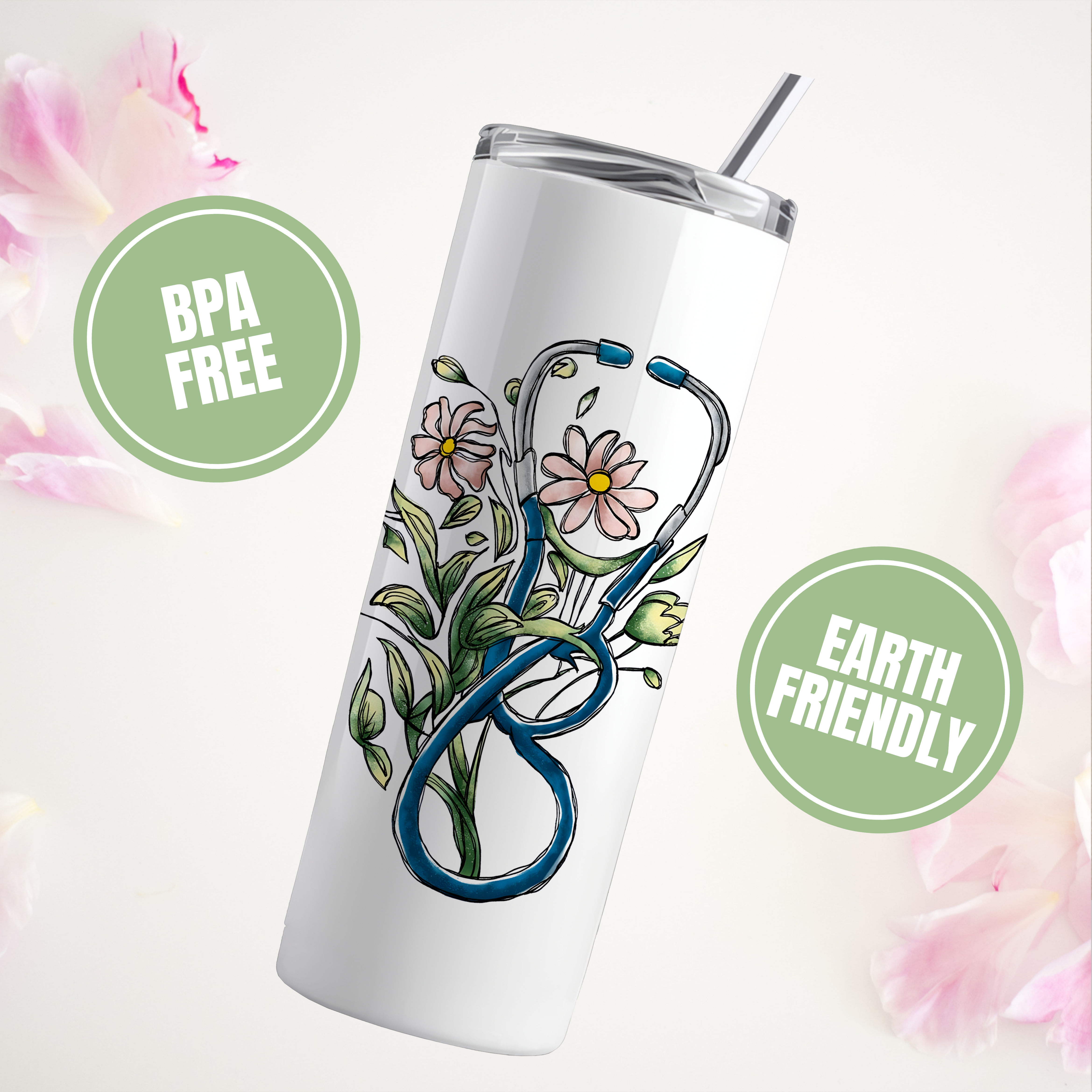Personalized Floral Nurse Tumbler