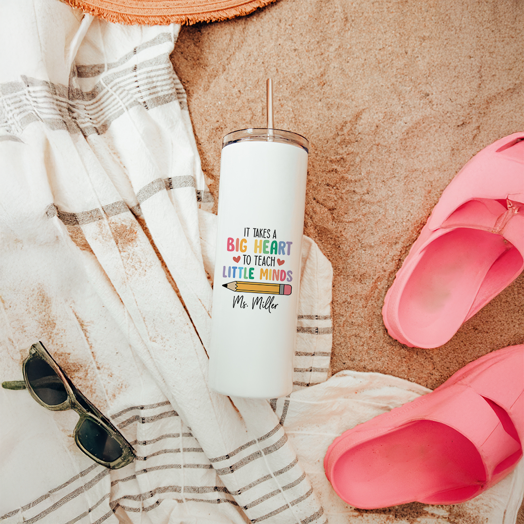 Personalized It Takes A Big Heart To Teach Little Minds Teacher Tumbler