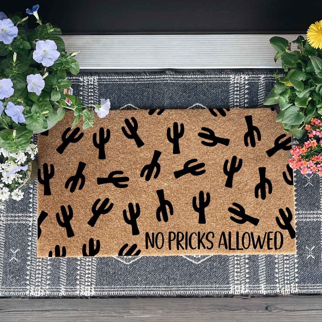 No Pricks Allowed Cactus Doormat