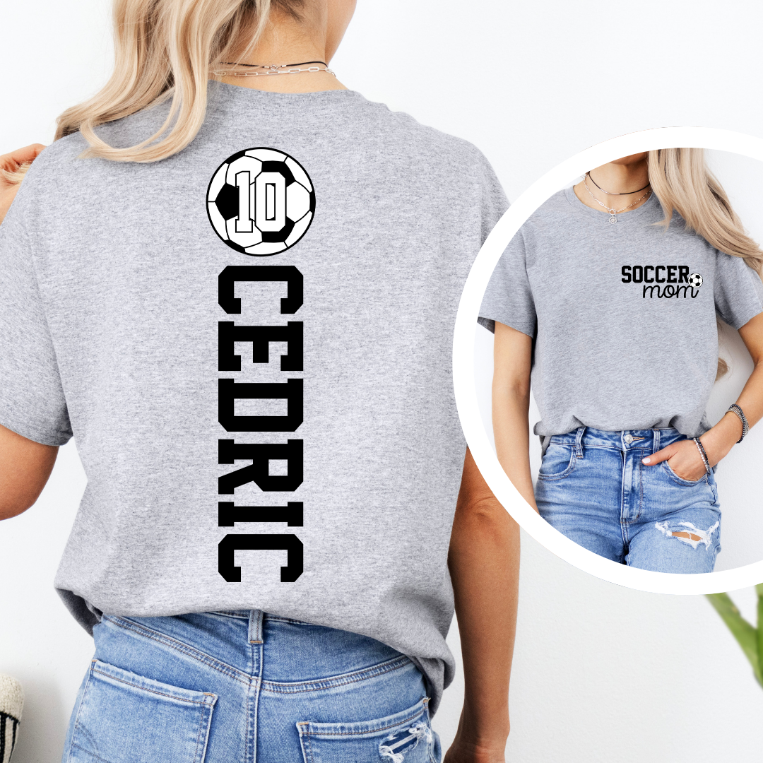 Custom Soccer Mom Game Day Tee with Kids Names & Numbers Tee