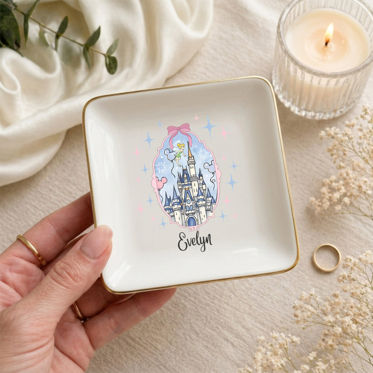 Personalisierte Ringschale mit Prinzessinnenschloss