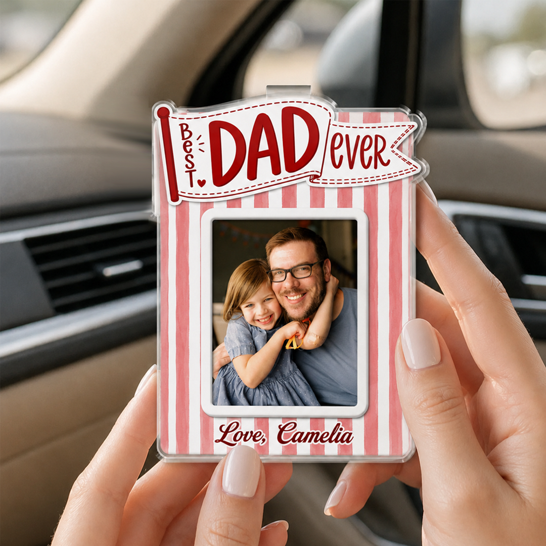 Personalized Dad Car Visor Photo Clip