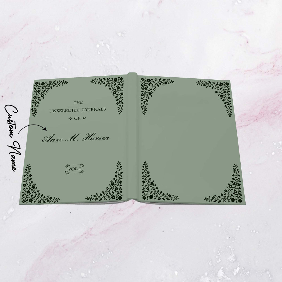Personalisiertes Tagebuch mit Blumenrahmen und individuellem Namen