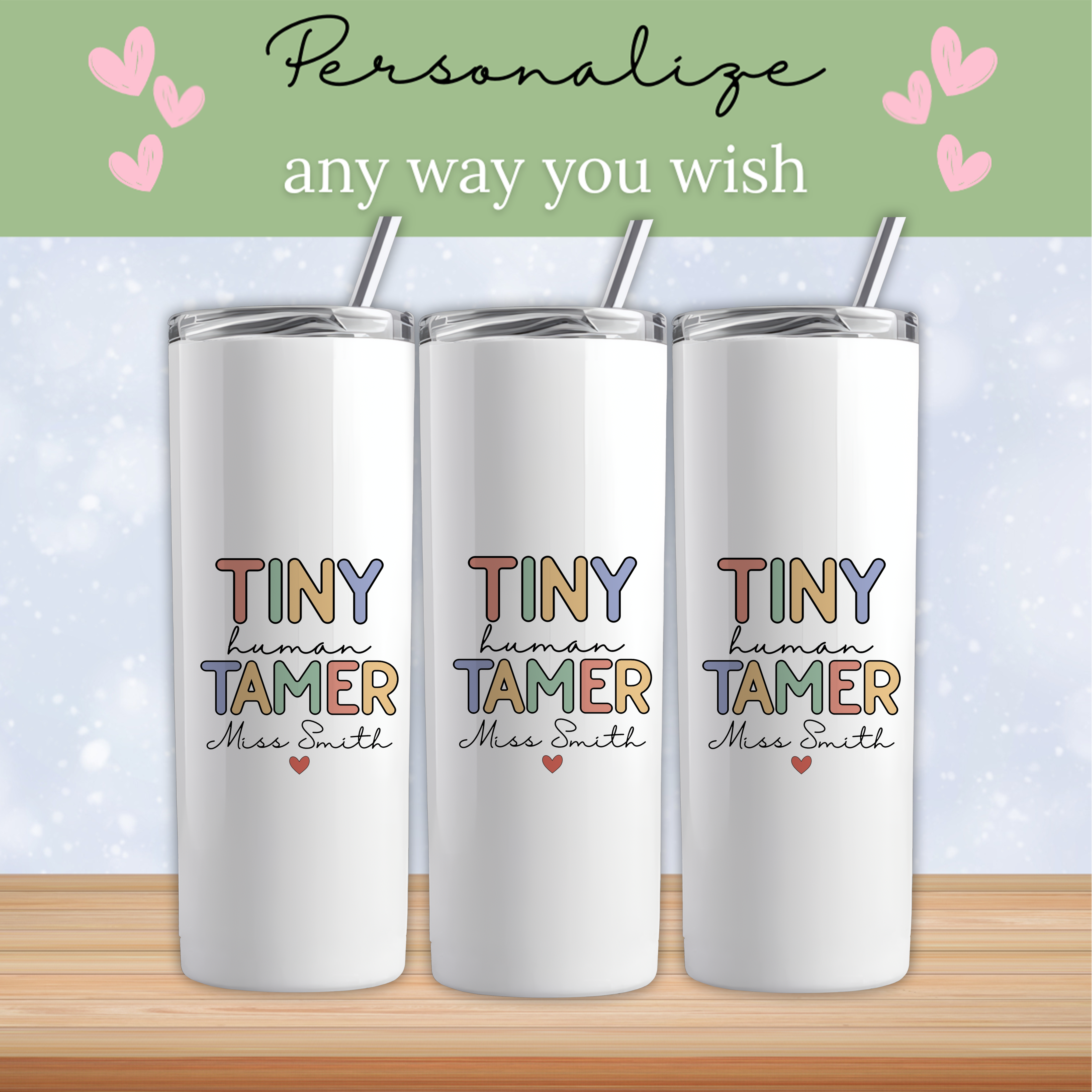Personalized Tiny Human Tamer Tumbler