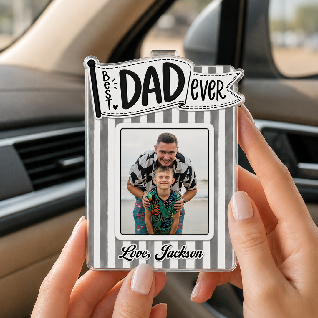 Personalized Dad Car Visor Photo Clip