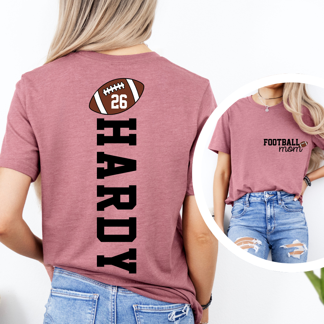 Custom Football Mom Game Day Tee with Kids’ Names & Numbers Tee