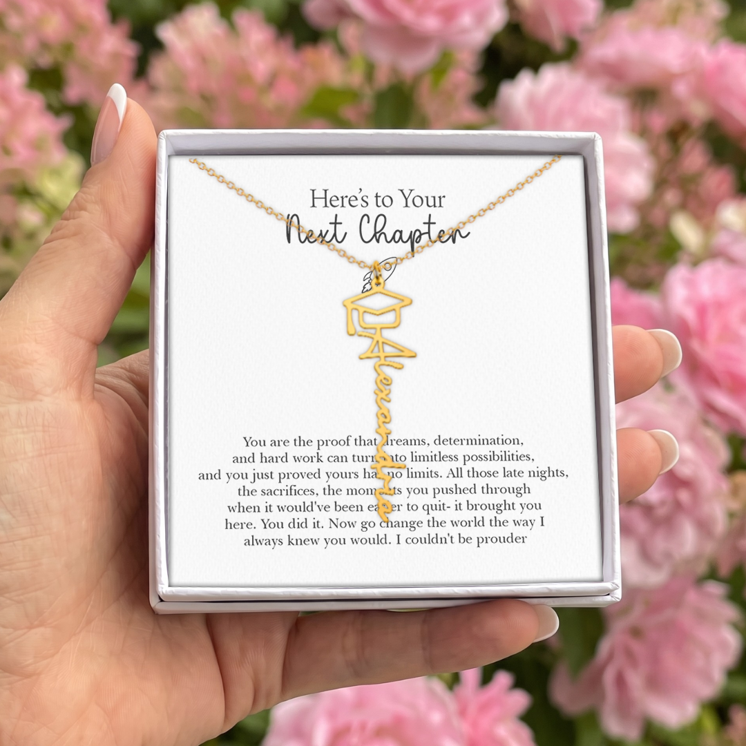 Personalized Here's To Your Next Chapter Necklace