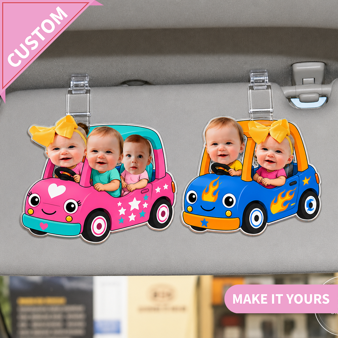 Personalized Kids Face Car Visor Clip