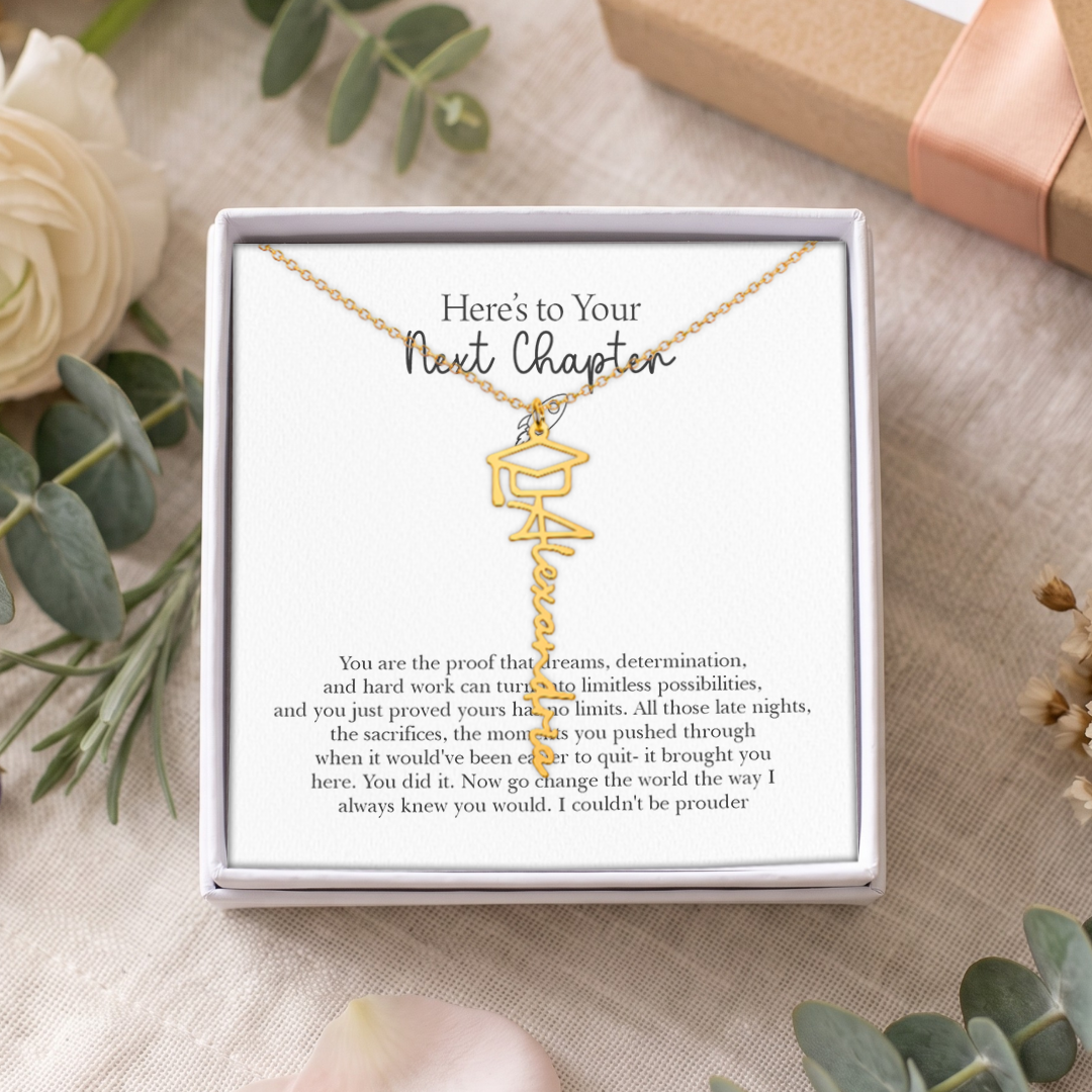 Personalized Here's To Your Next Chapter Necklace