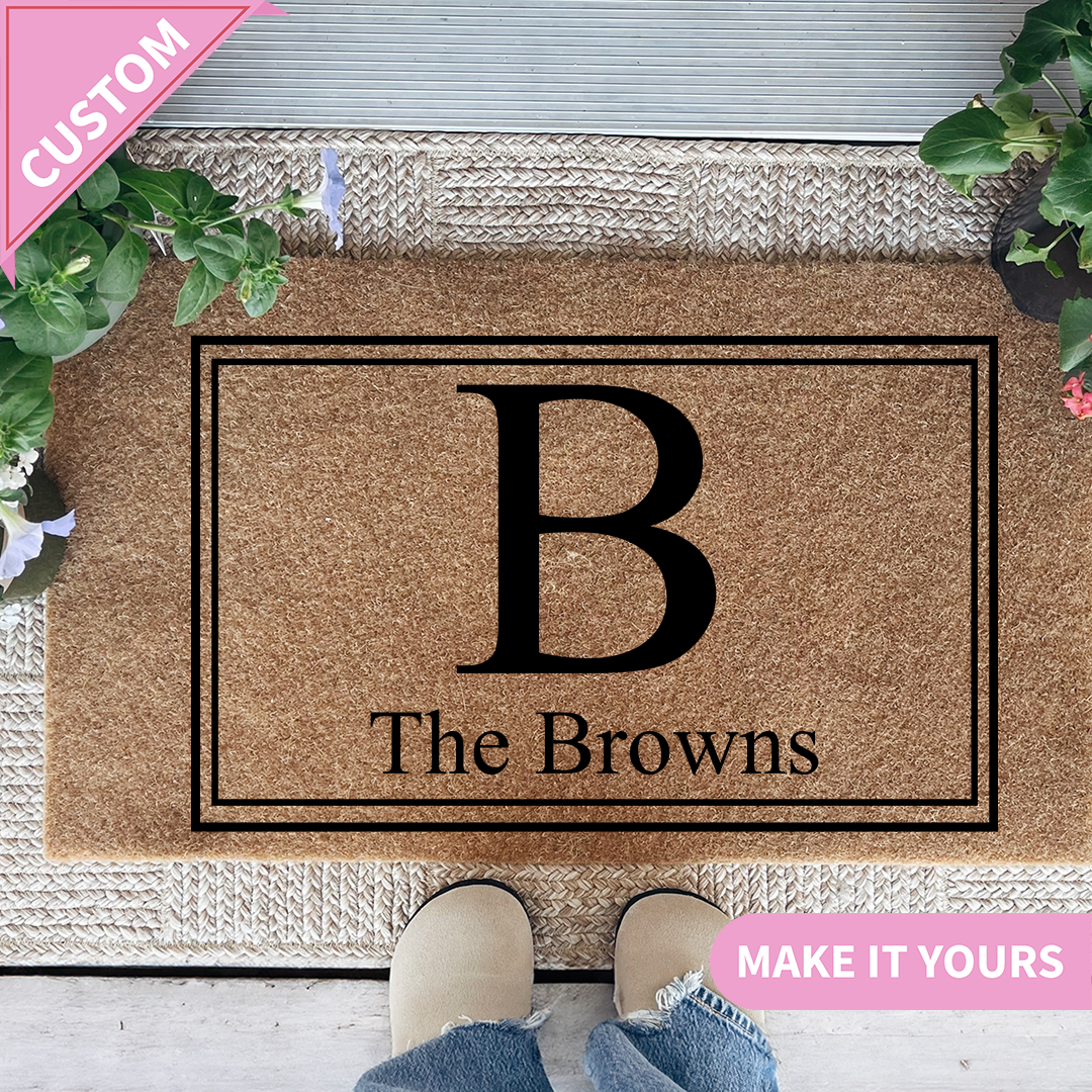 Personalized Monogram Doormat With Custom Last Name