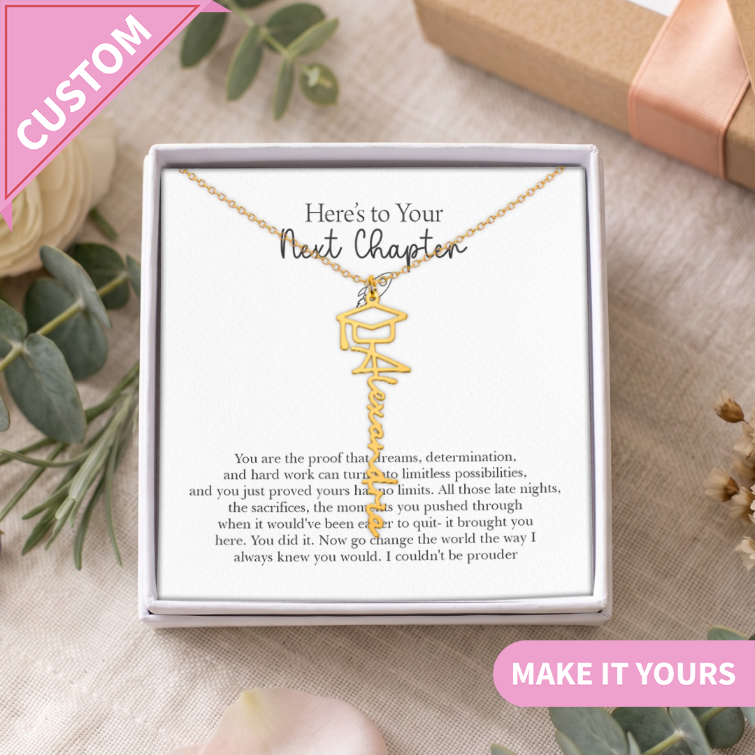 Personalized Here's To Your Next Chapter Necklace