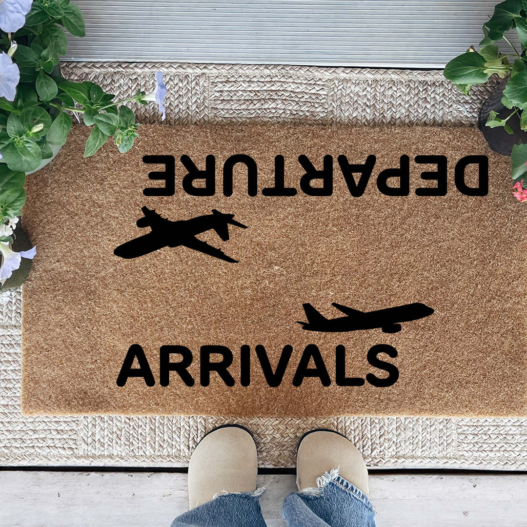 Arrivals & Departures Funny Doormat