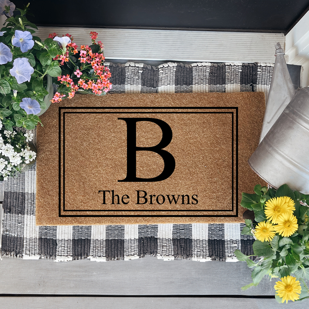 Personalized Monogram Doormat With Custom Last Name