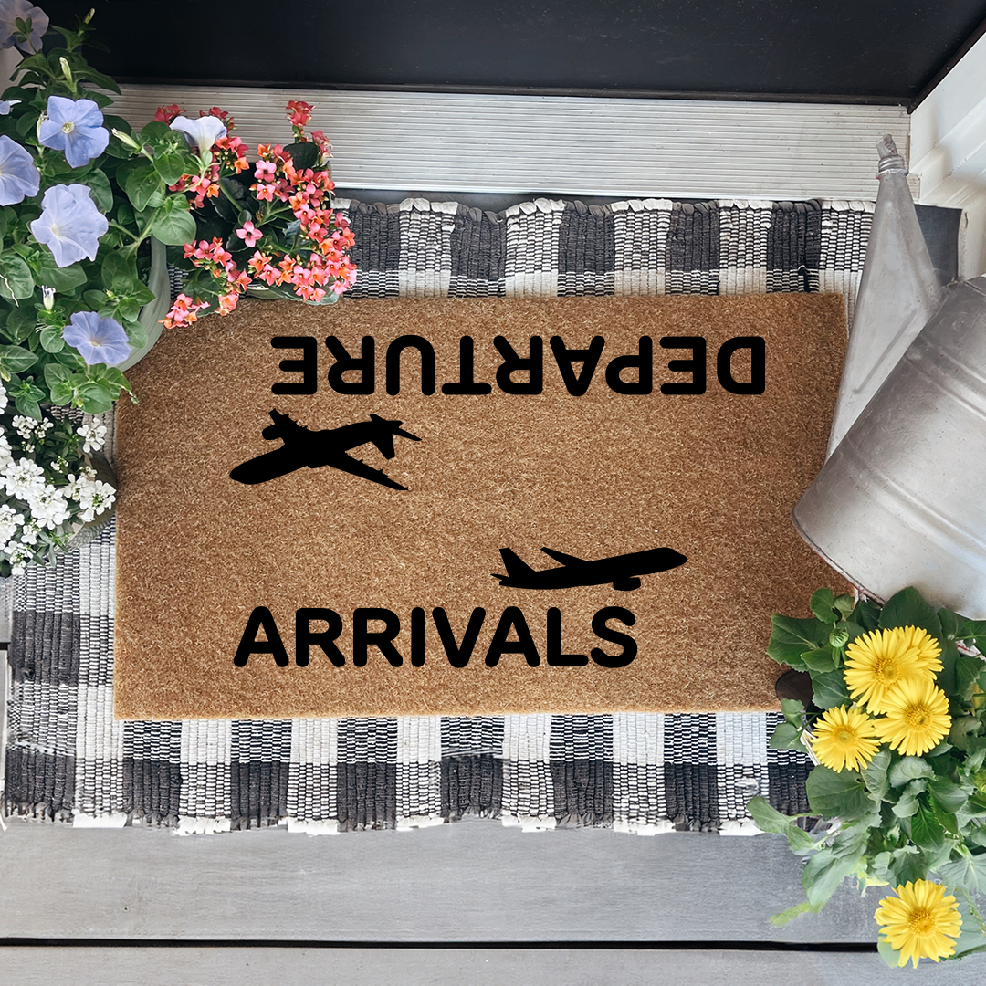 Arrivals & Departures Funny Doormat