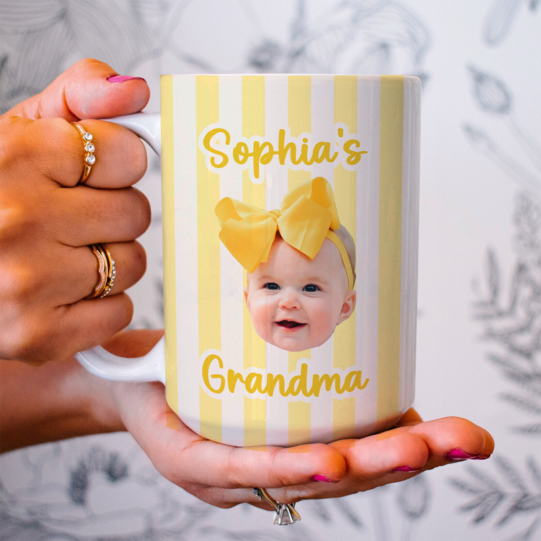 Personalized Stripe Baby Face Photo Mug