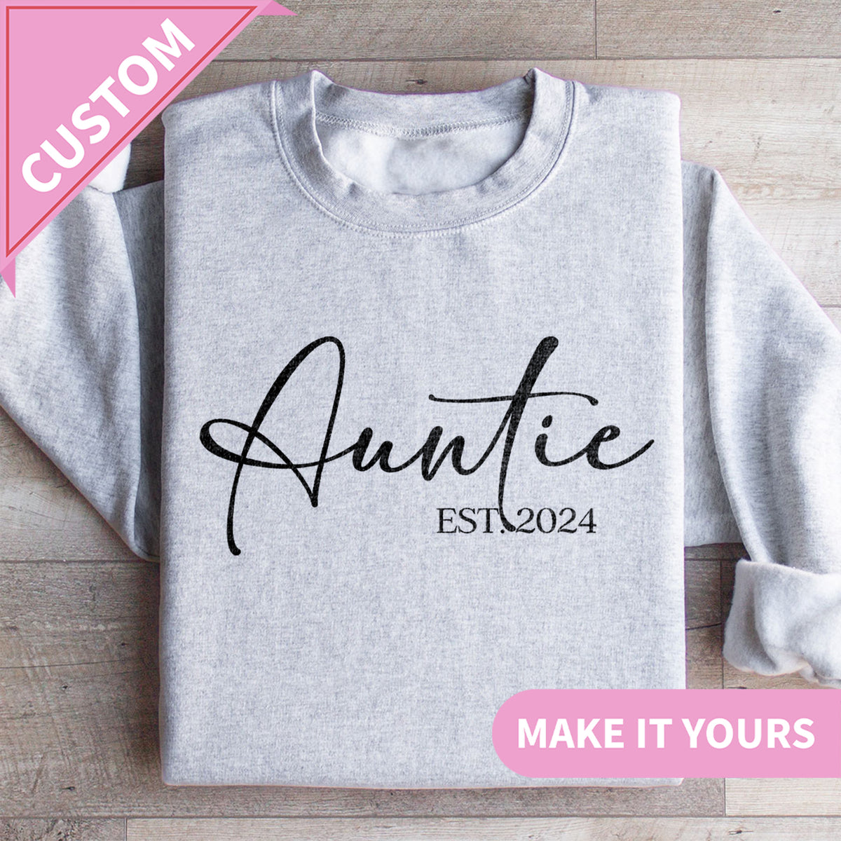 Sweat-shirt personnalisé « Tatie » avec les enfants – Cadeau familial