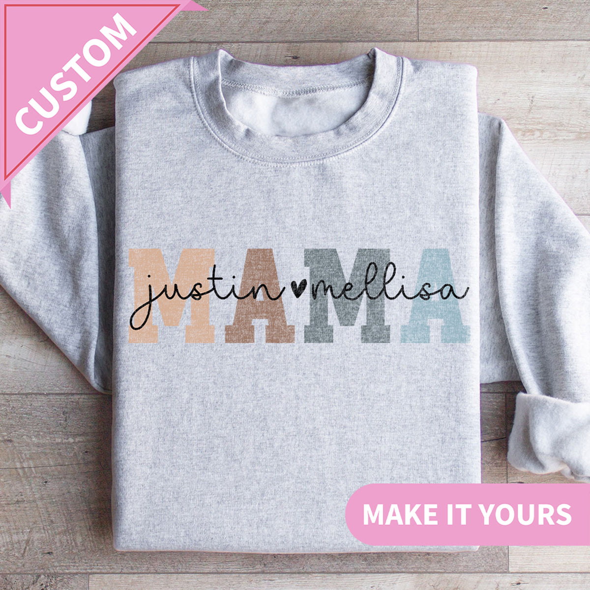 Personalisierter MAMA Pullover mit individuellem Namen – Geschenk für Mamas