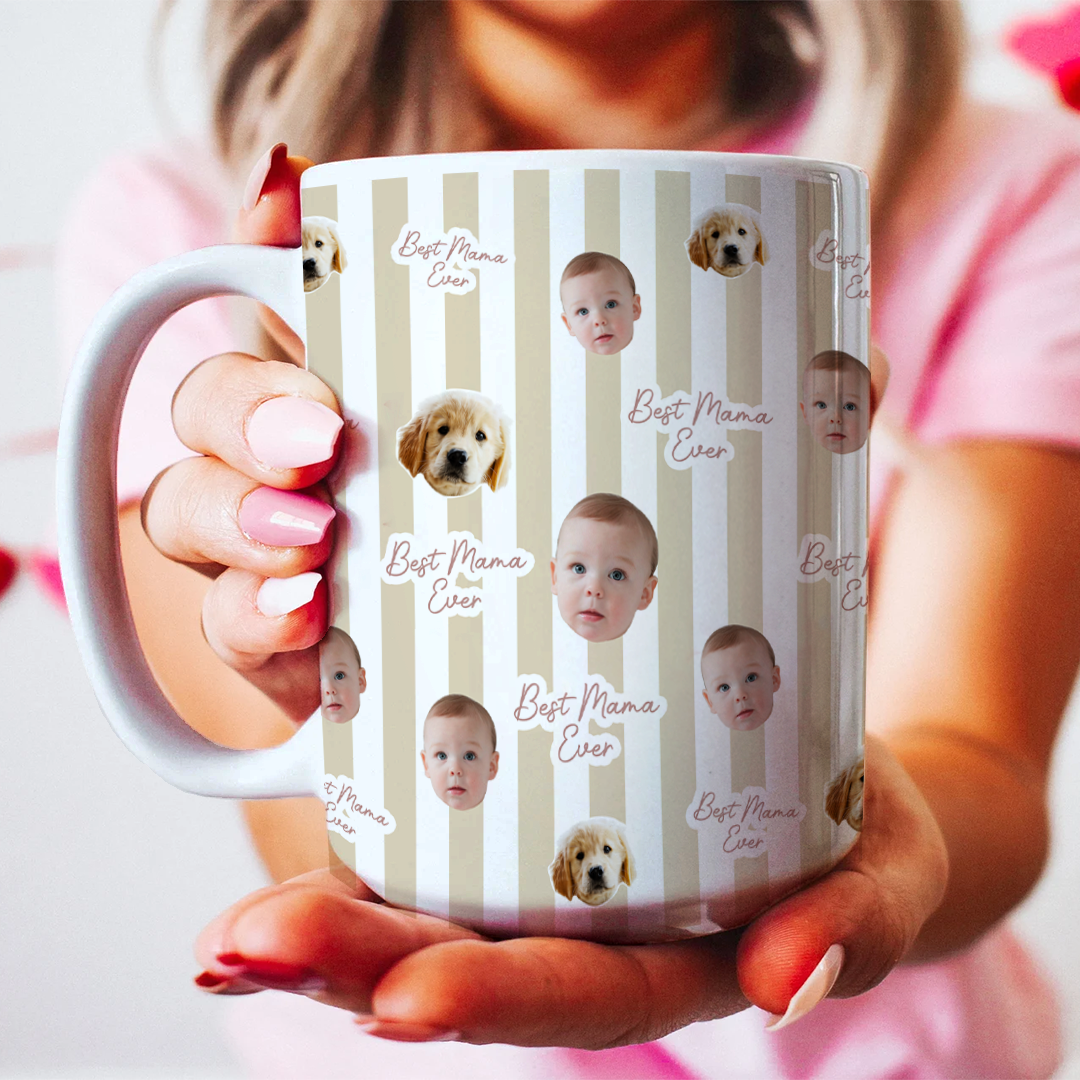 Personalized Best Mama Ever Mug with Baby Face Photo