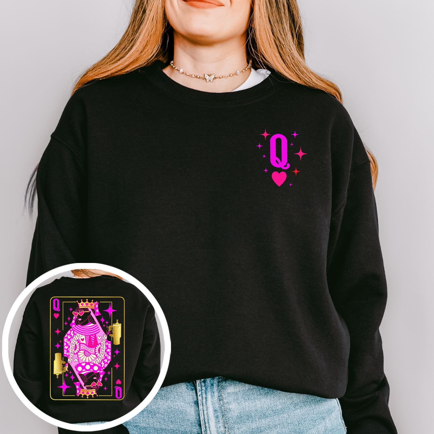 Queen Of Hearts Retro Graphic Sweatshirt