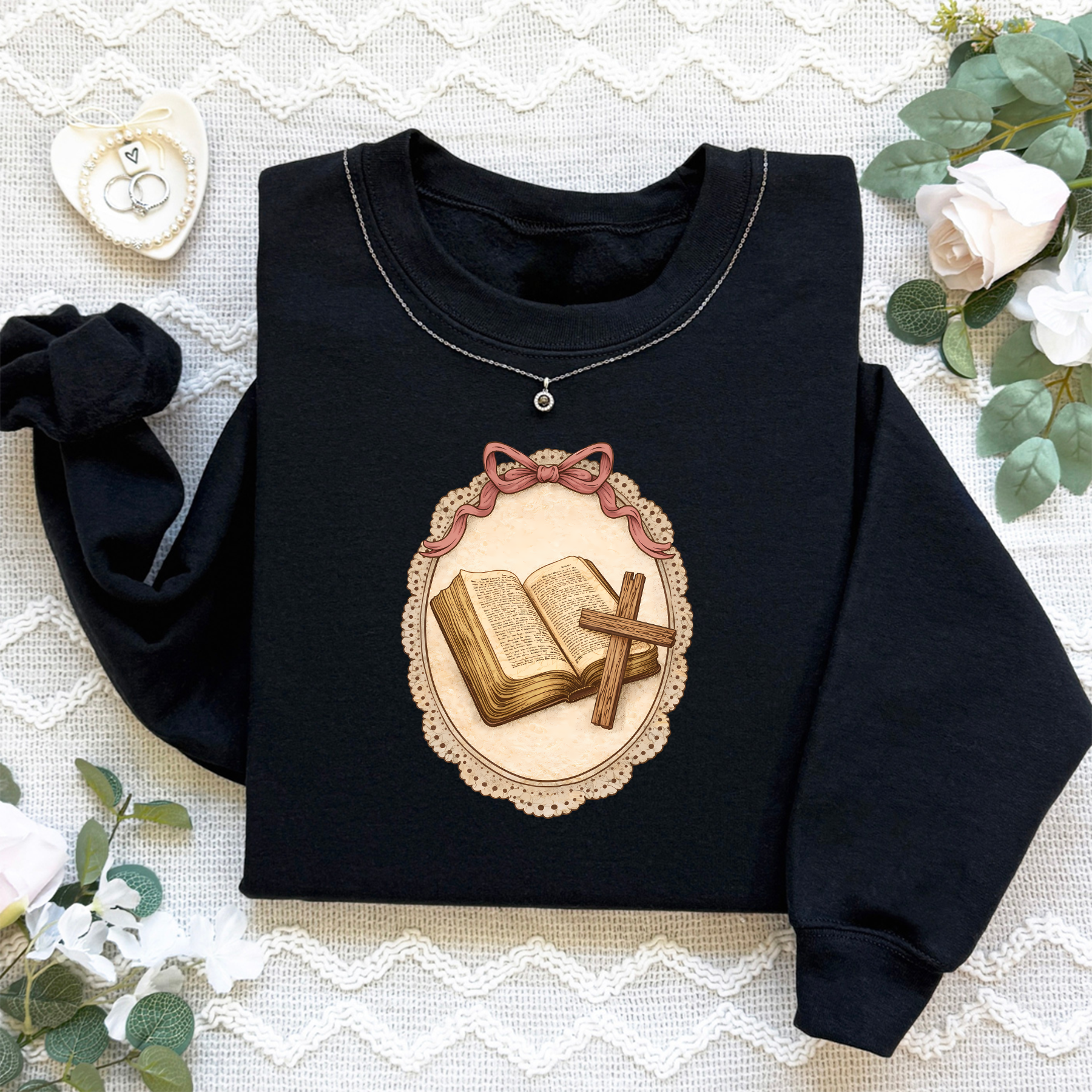 Vintage Thrifted Christian Cross Sweatshirt