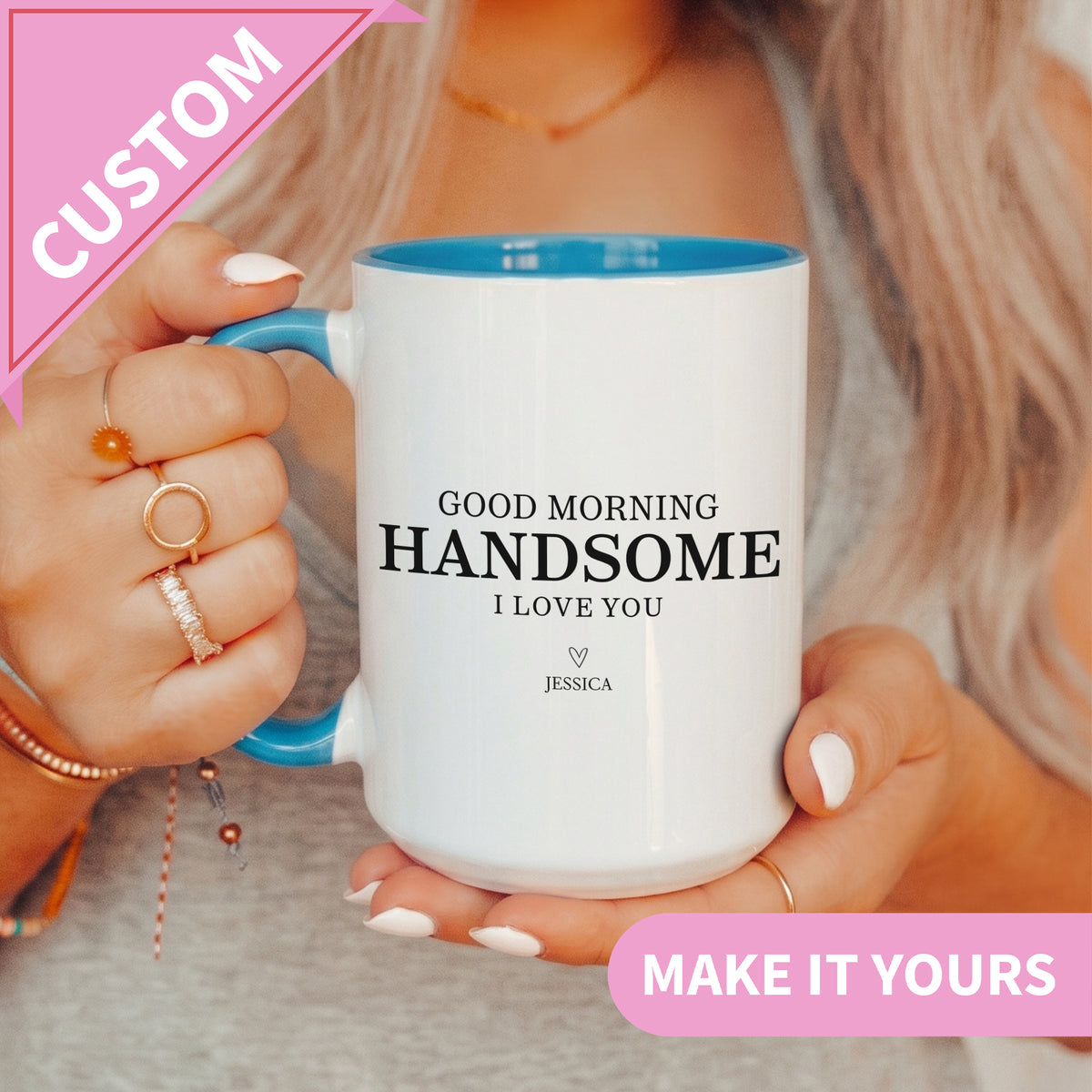 Taza personalizada de buenos días, guapo
