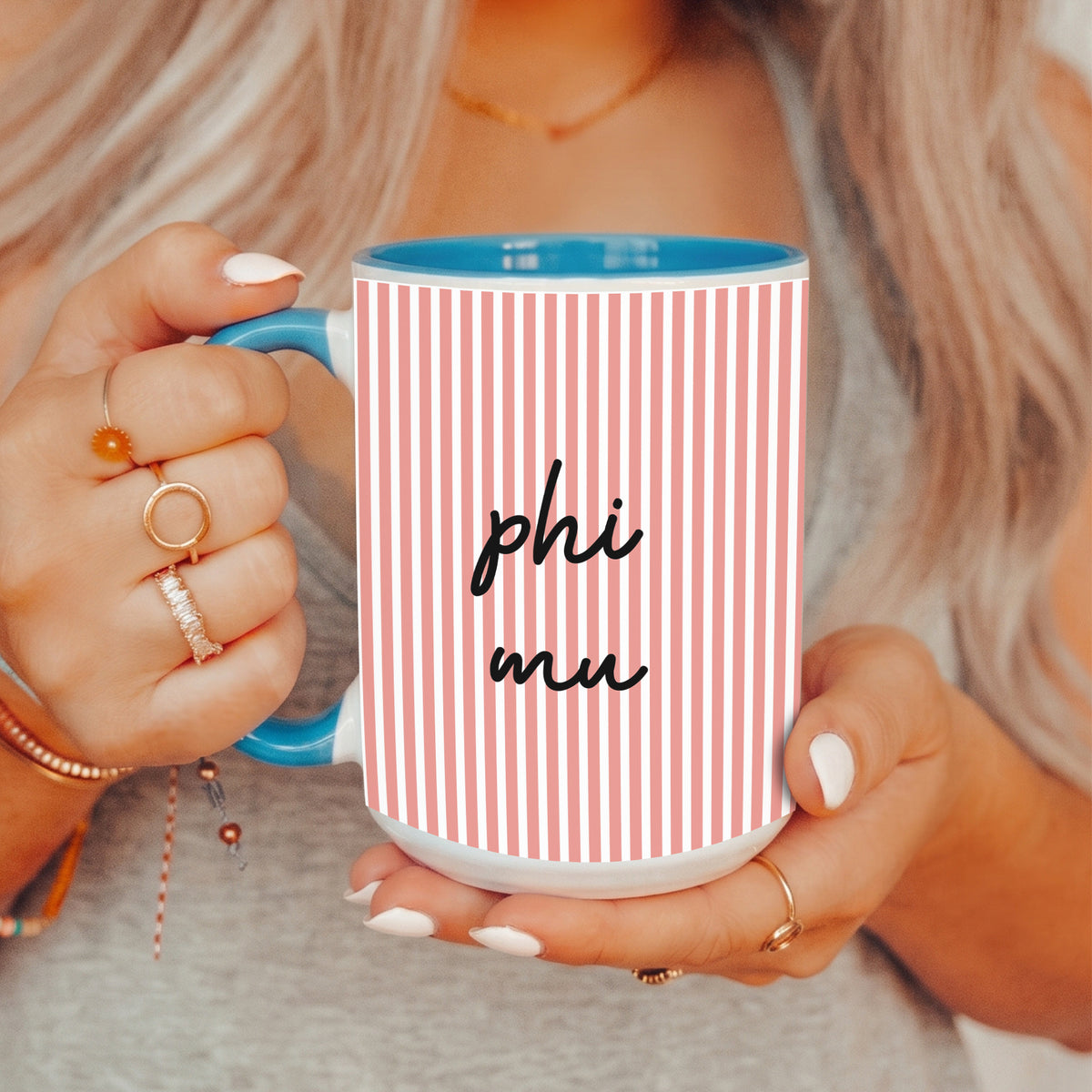 Personalized Pastel Striped Sorority Mug