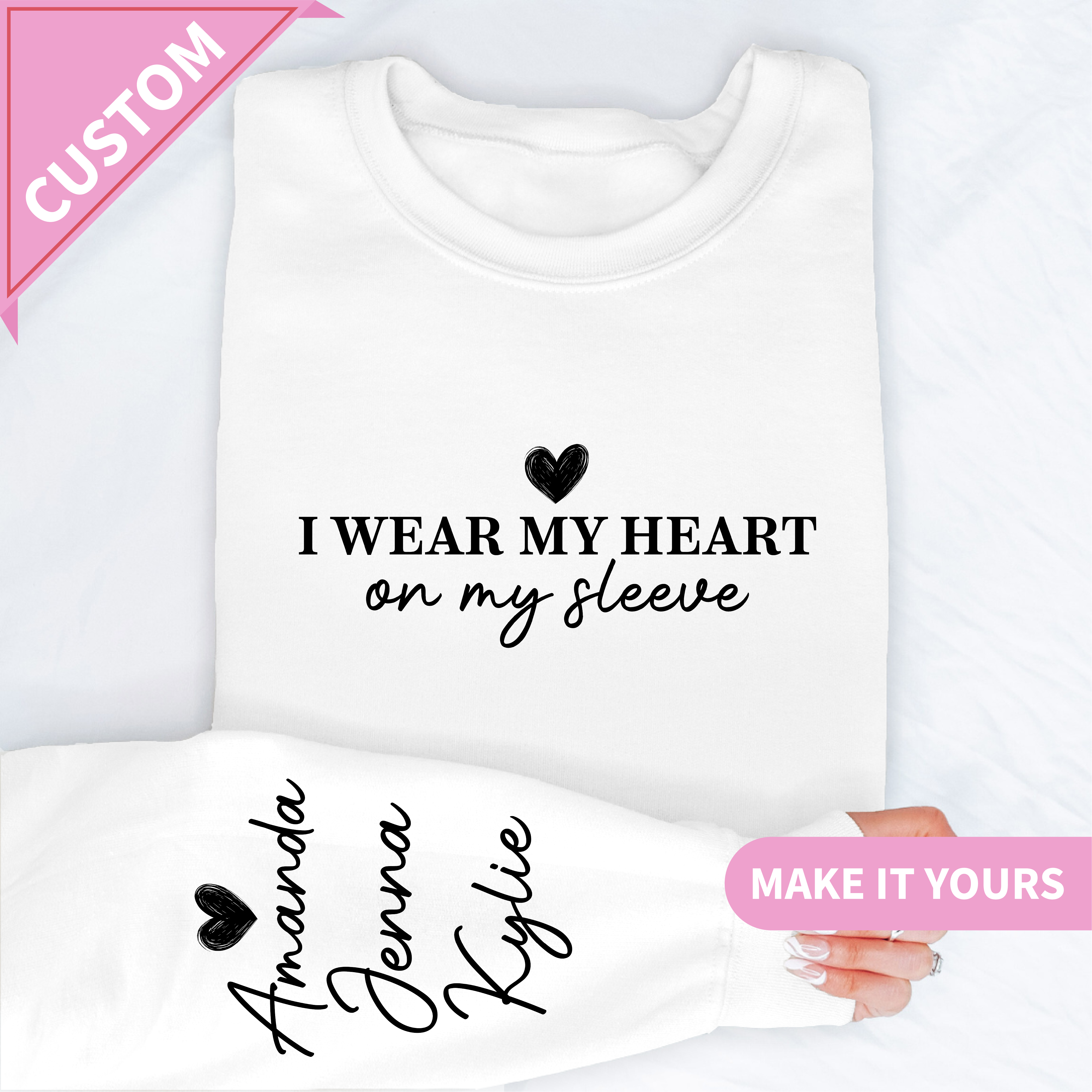 Custom Heart On Sleeve Sweatshirt