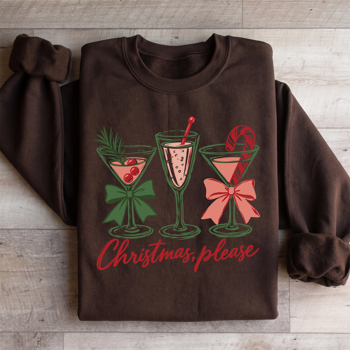 Christmas Cocktail Festive Holiday Drink Fleece Pullover