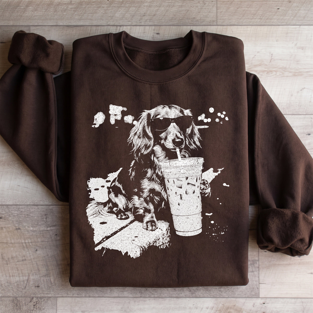 Dachshund Drinking Iced Coffee Sweatshirt