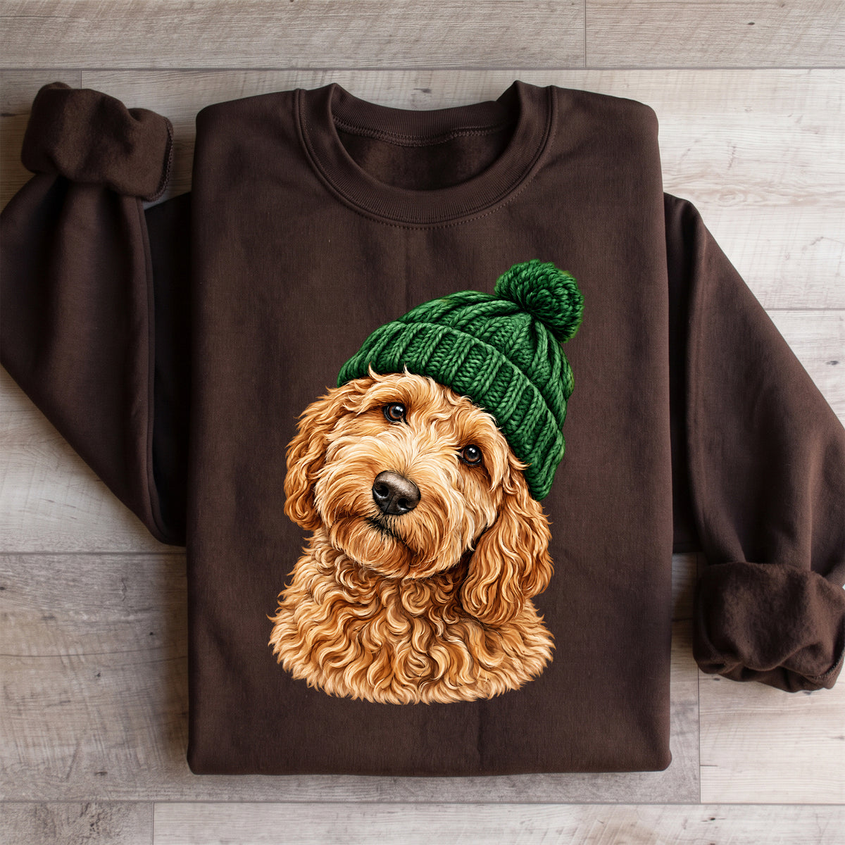 Sudadera retro de Goldendoodle con gorro tejido