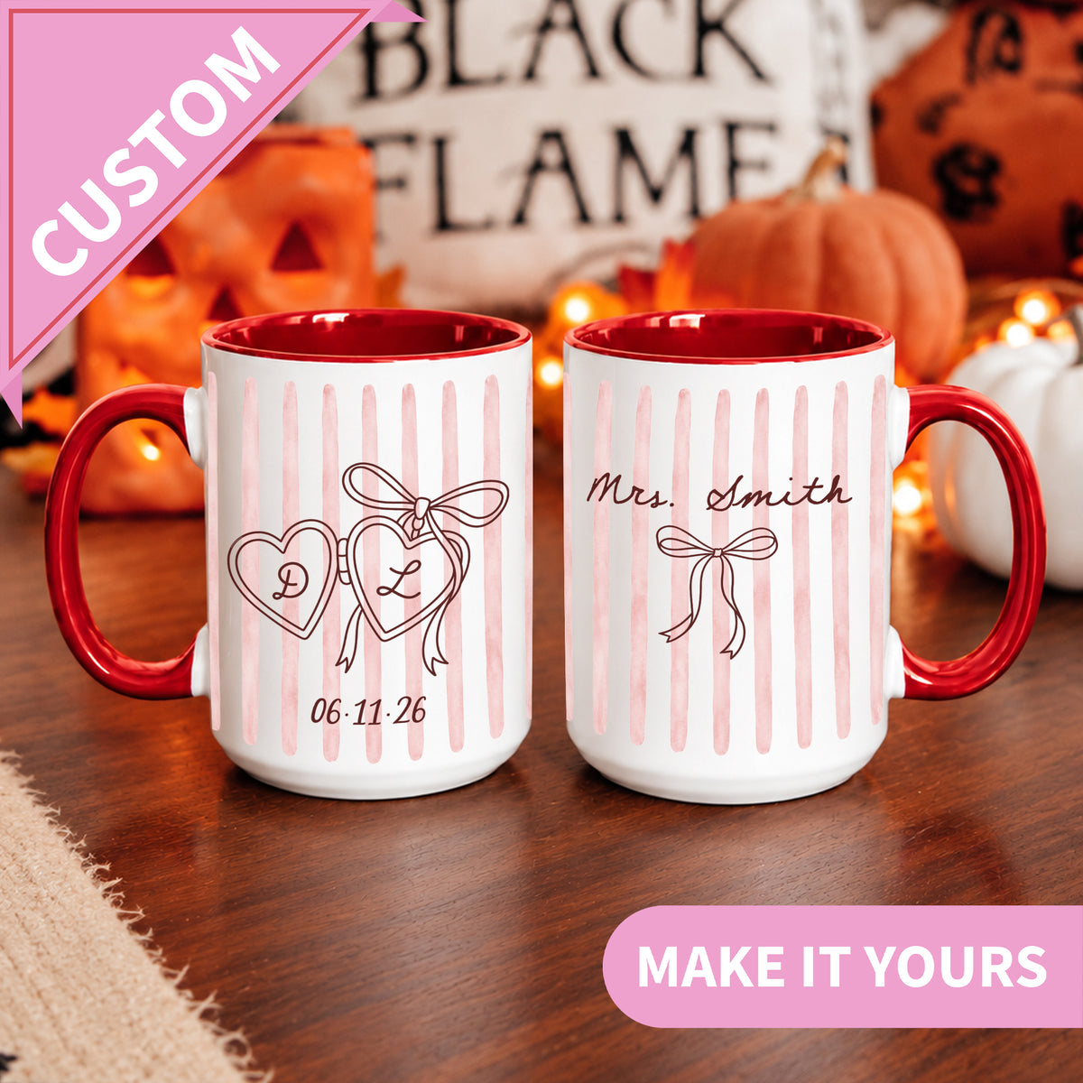 Personalisierte Tasse für die Braut mit Hochzeitsdatum