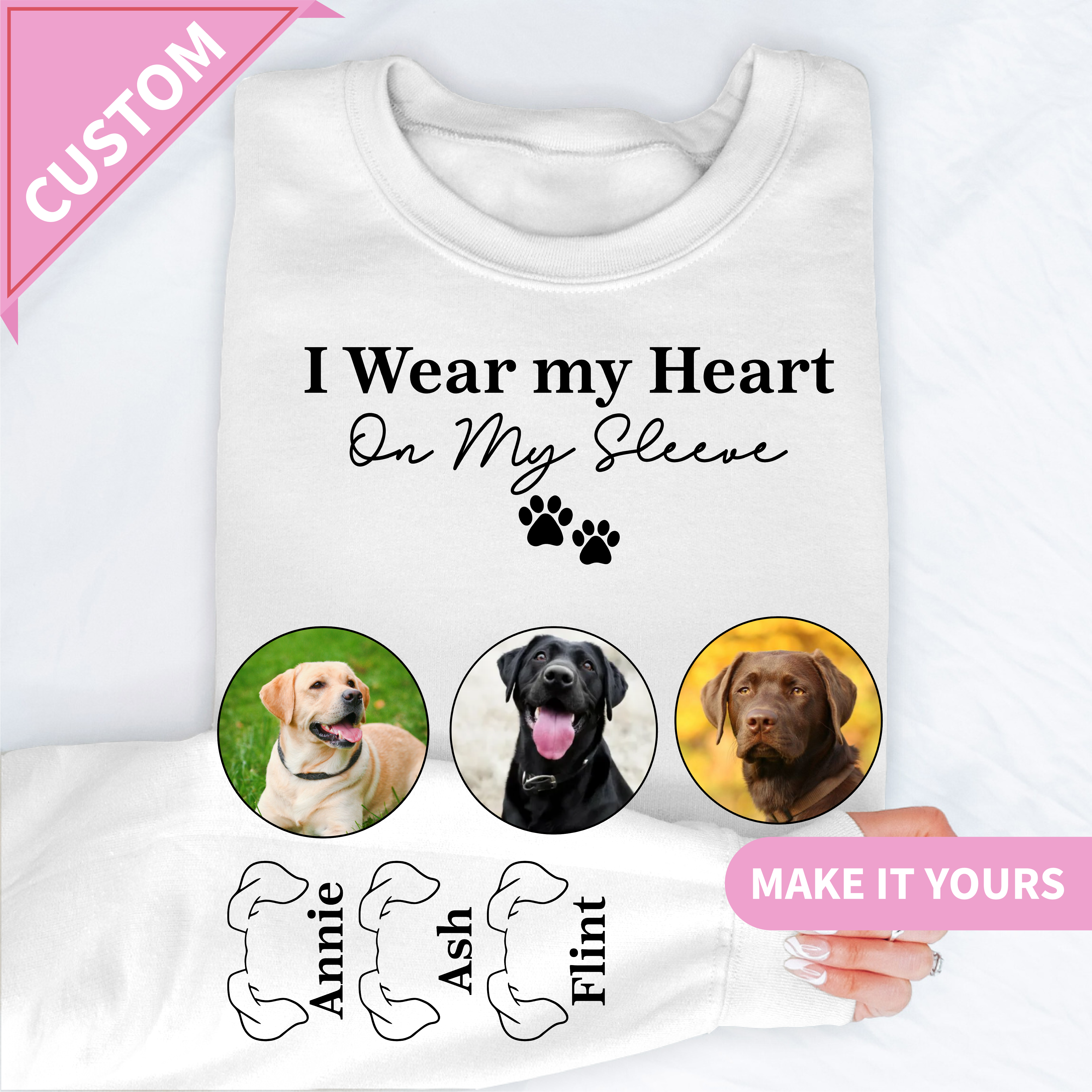 Custom I Wear My Heart On My Sleeve Name Sweatshirt