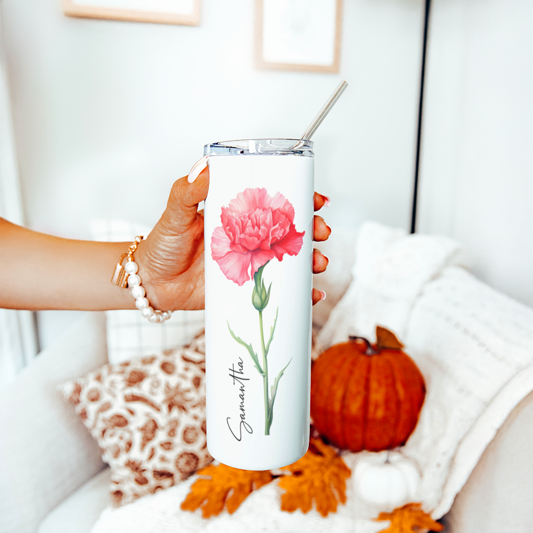 Personalize Birth Flower Tumbler