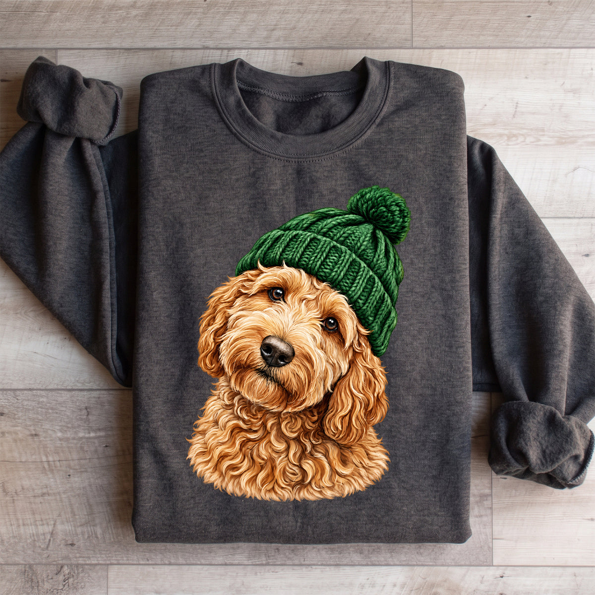 Sudadera retro de Goldendoodle con gorro tejido