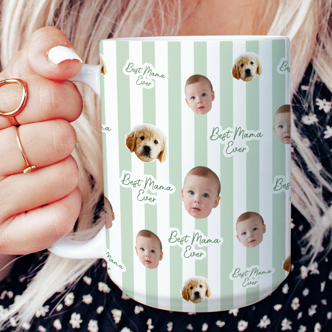 Personalized Best Mama Ever Mug with Baby Face Photo