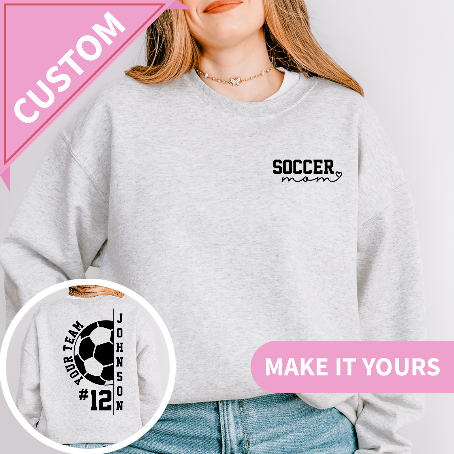 Custom Soccer Mom with Pocket Design Sweatshirt