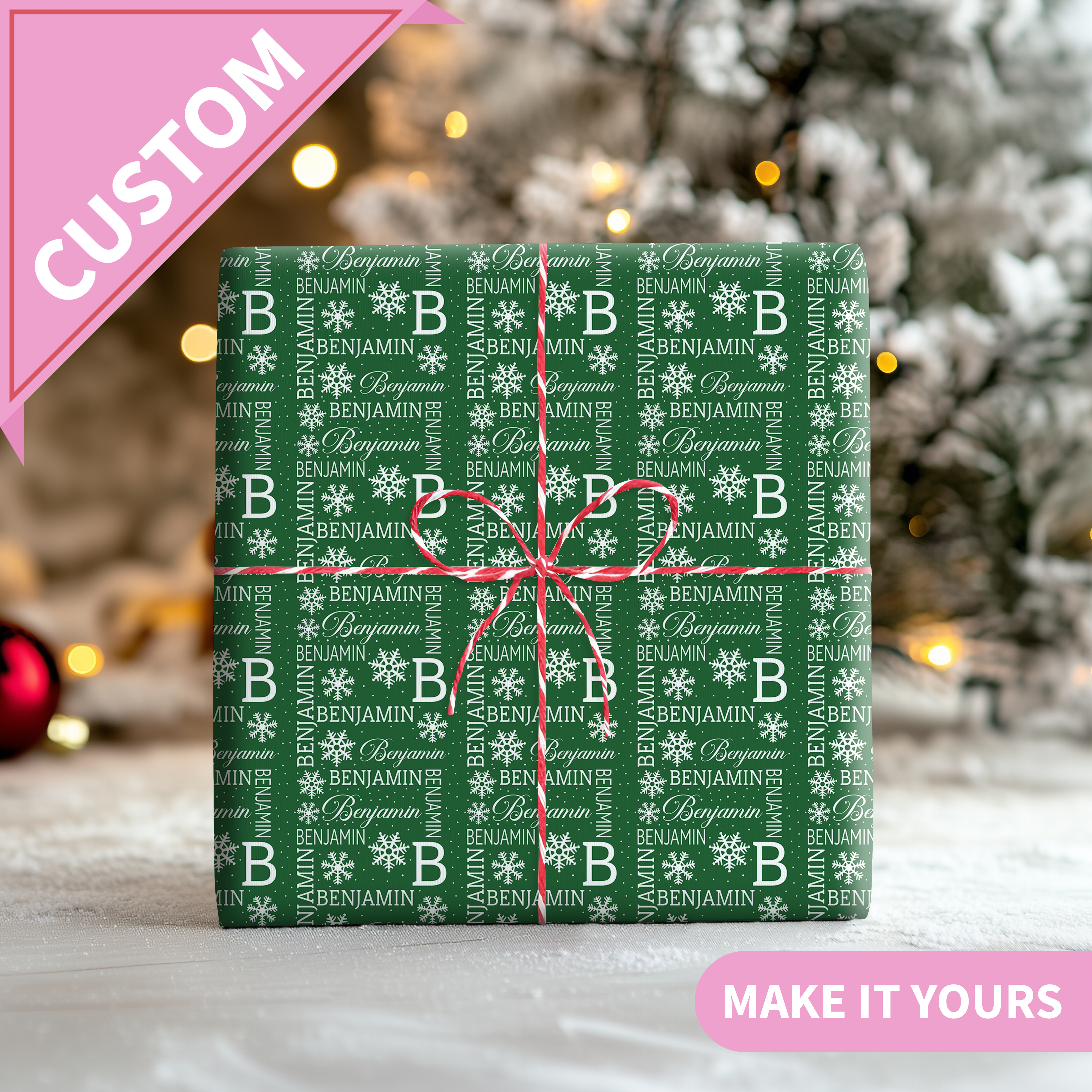 Personalized Christmas Snowflakes Wrapping Paper