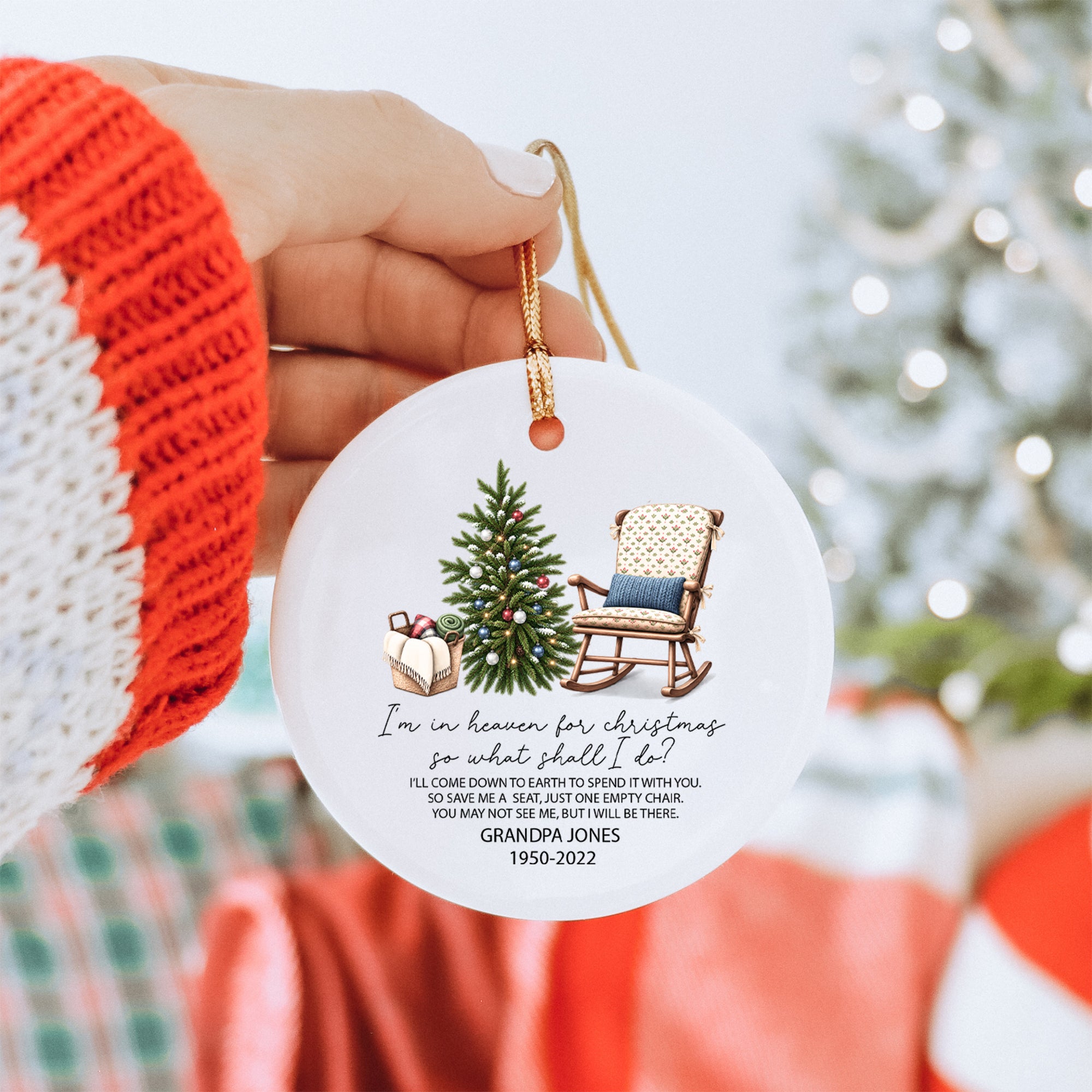 Personalisierbarer Weihnachts-Gedenkbaumschmuck für einen geliebten Menschen im Himmel
