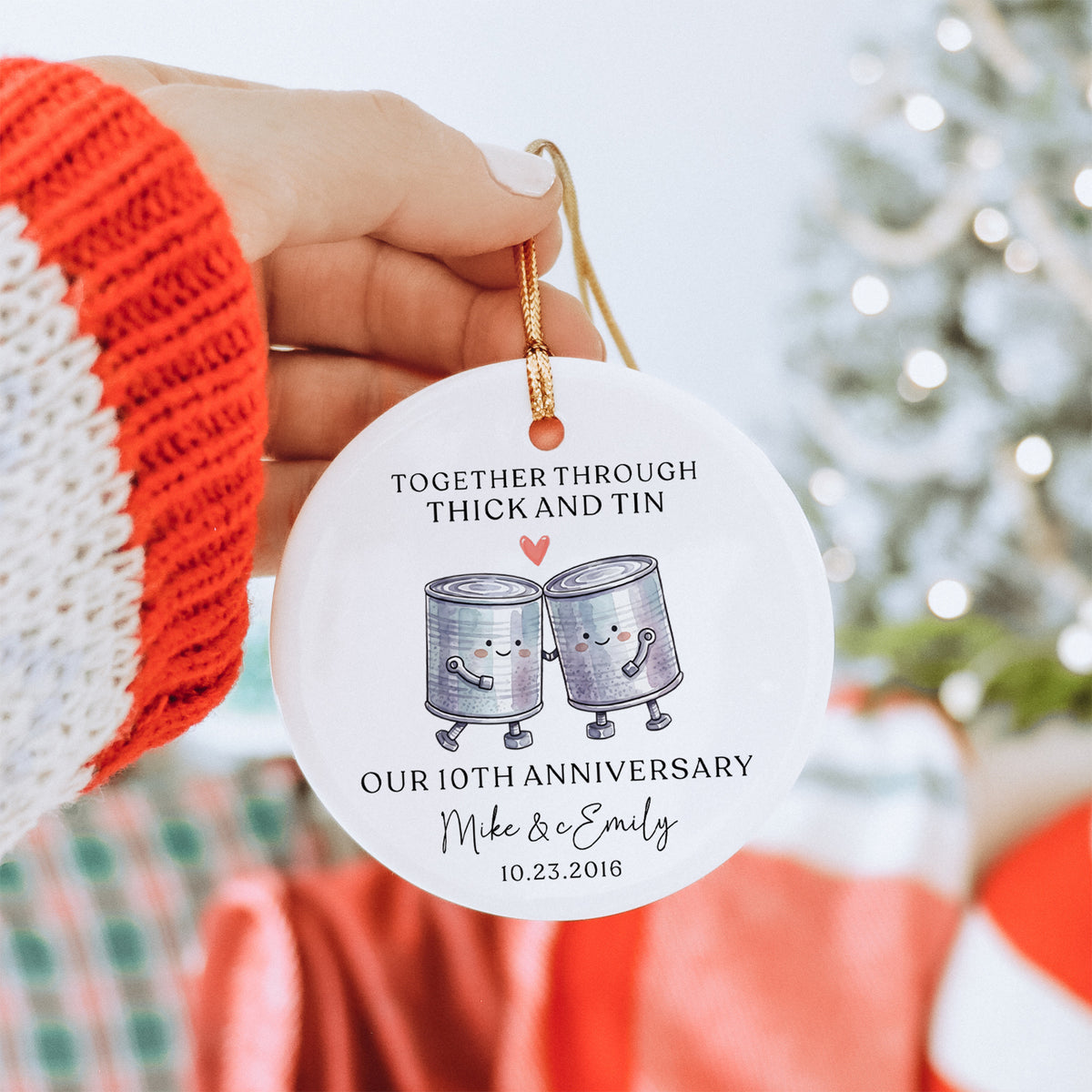 Personalized Together Through Thick And Thin 10th Anniversary Ornament