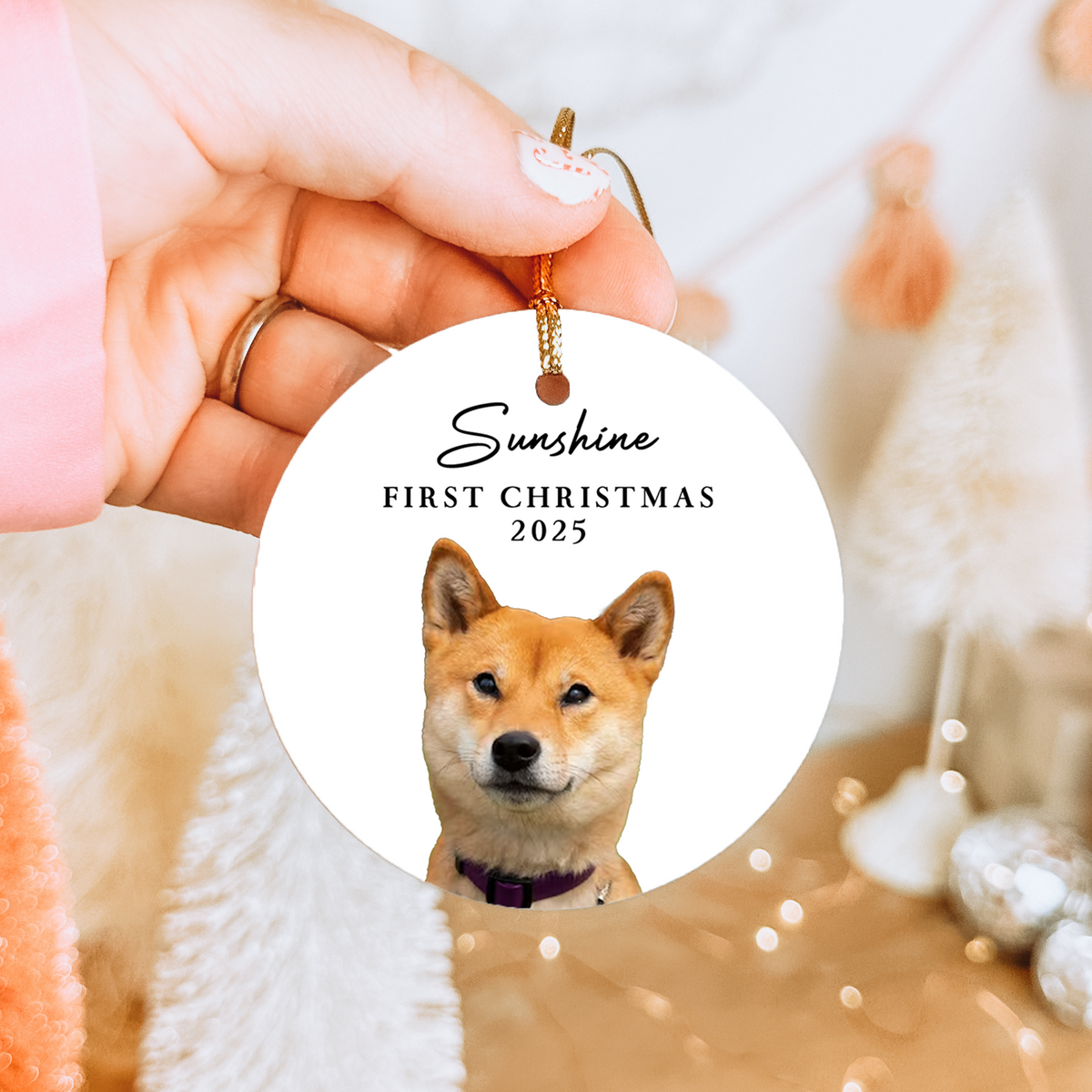 \"First Christmas\" – Personalized Pet Picture Ceramic Ornament