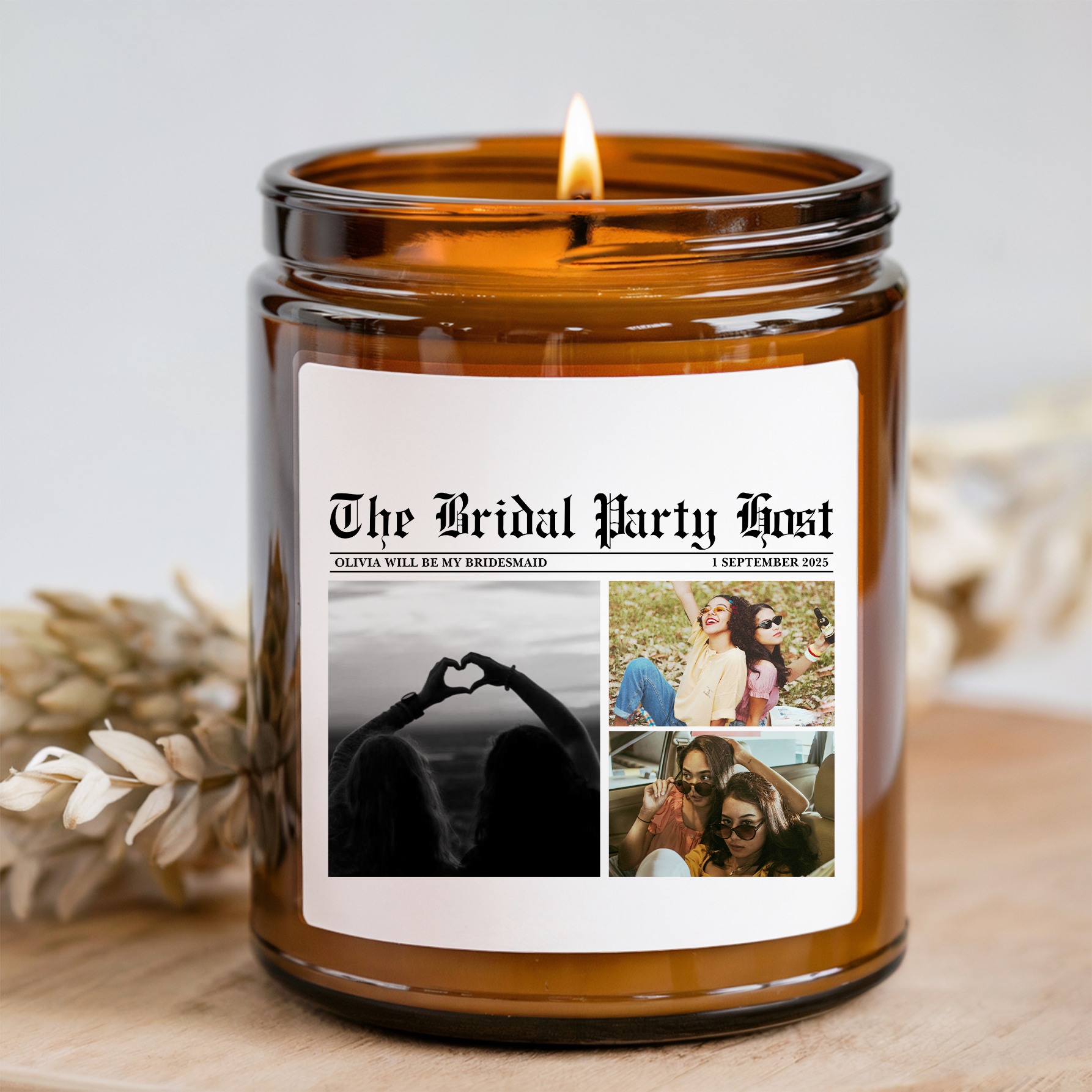 Custom Bridal Party Gift for Bridesmaids & Wedding Hosts Candle