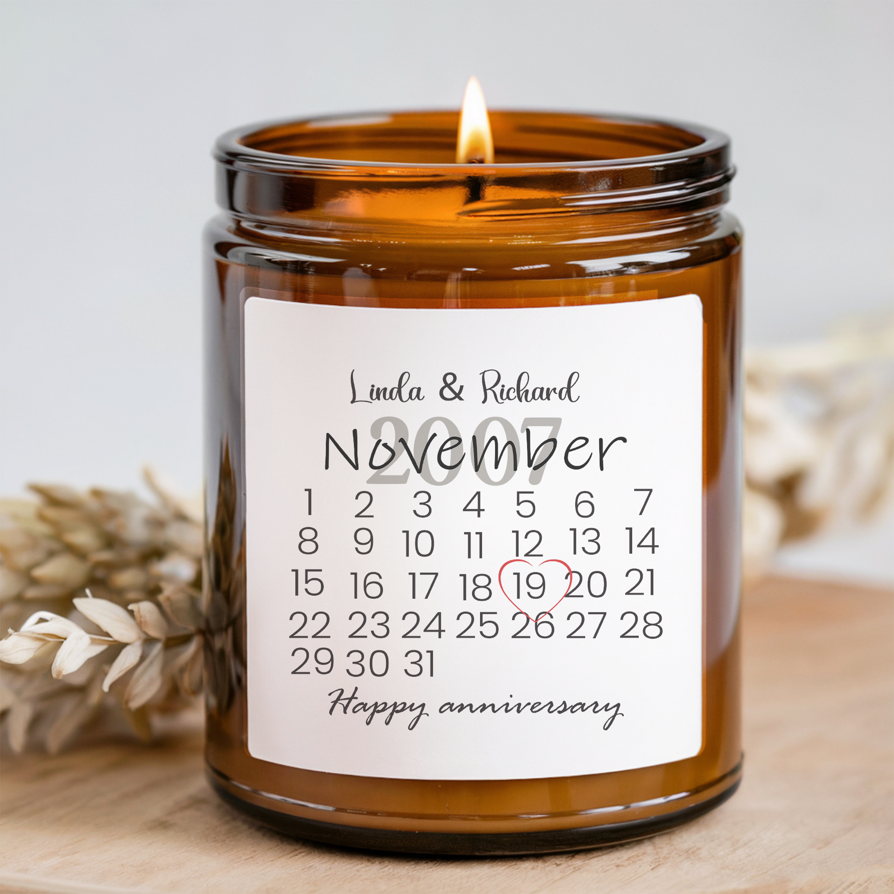 Personalized Happy Anniversary Customizable Dates And Names Candle