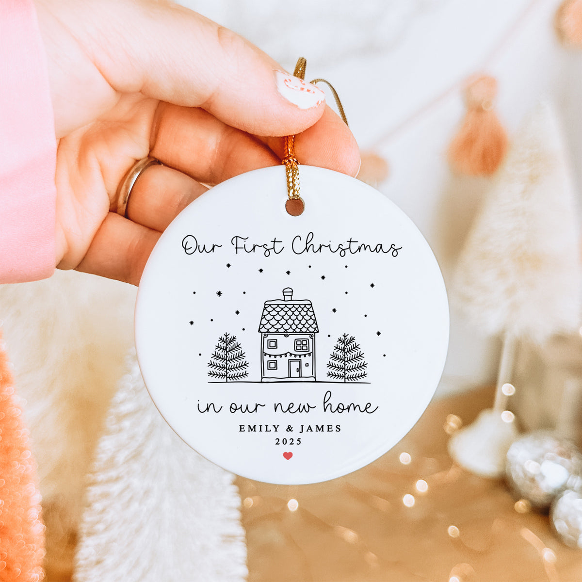 Personalisierter Anhänger zum ersten Weihnachten in unserem neuen Zuhause