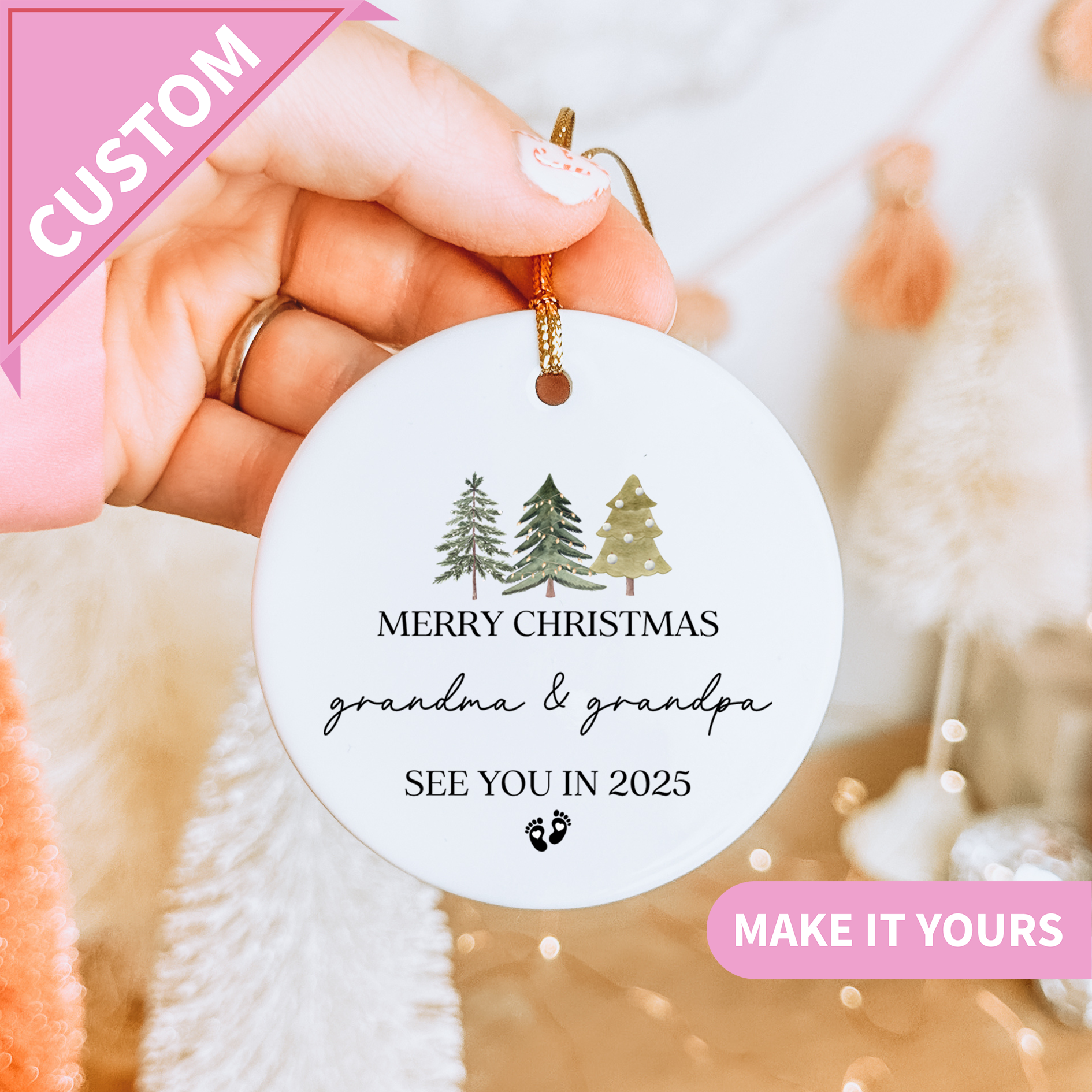 Personalized Promoted To Grandparents Ornament