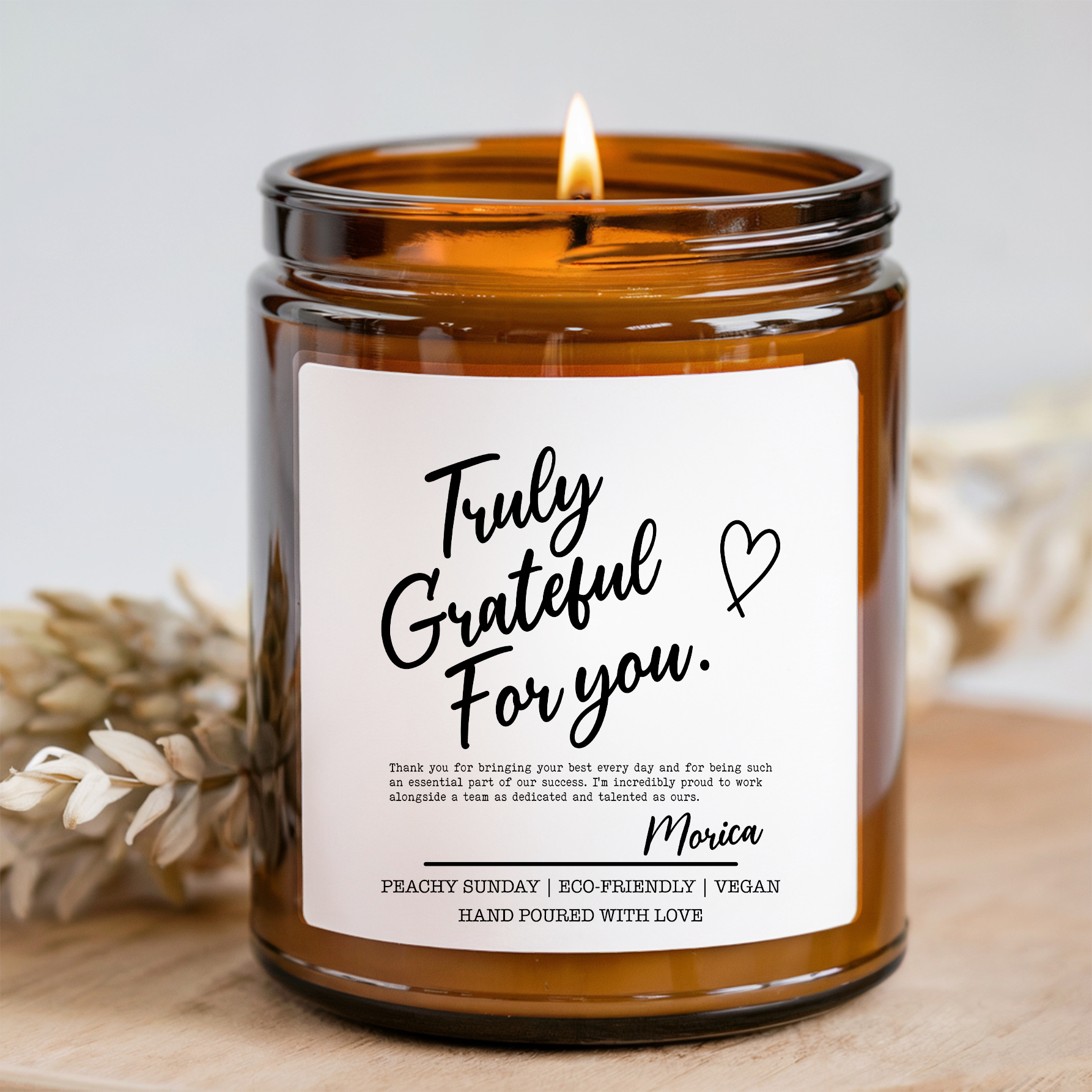 Personalized Truly Grateful For You Candle