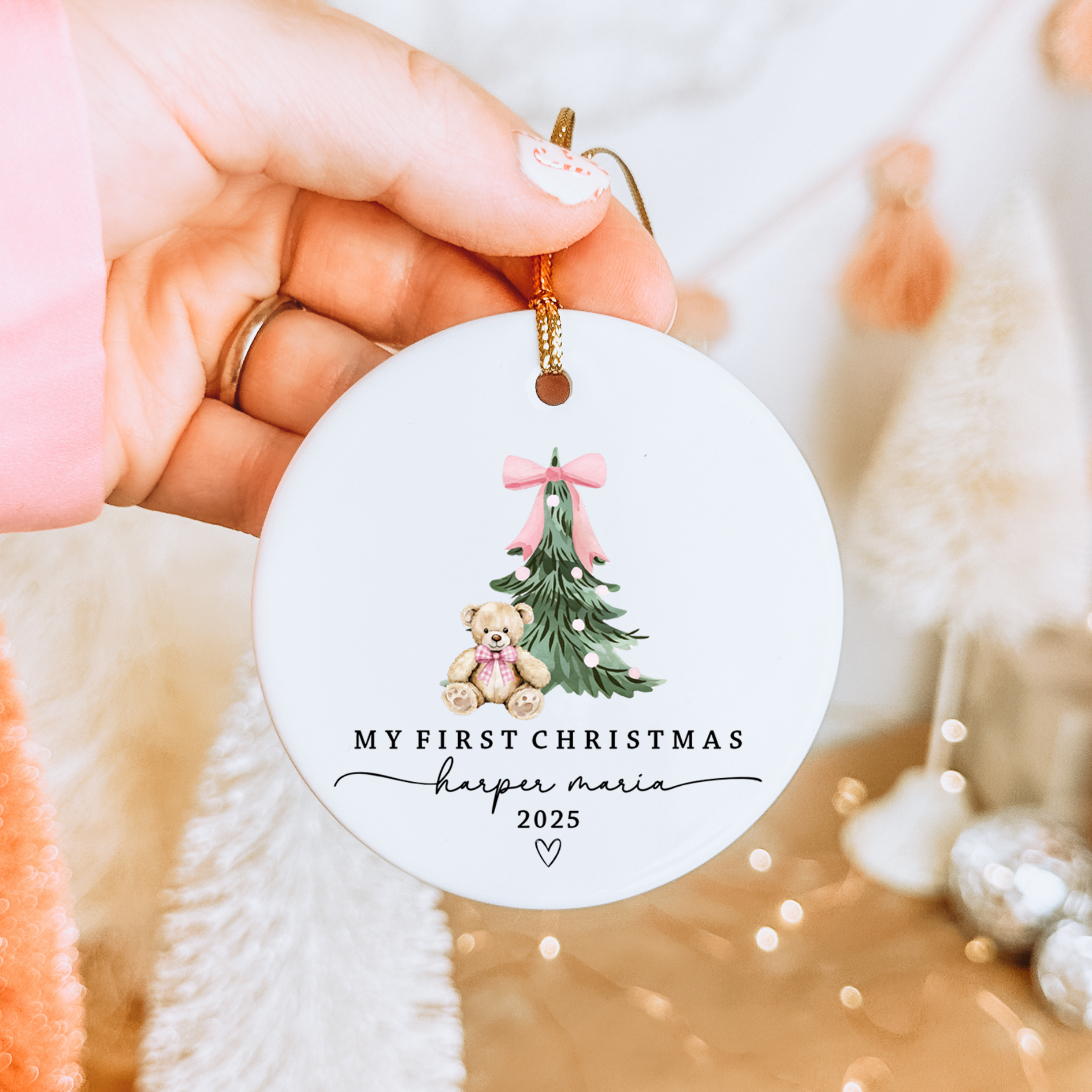 Personalized Baby Girl First Christmas Ornament