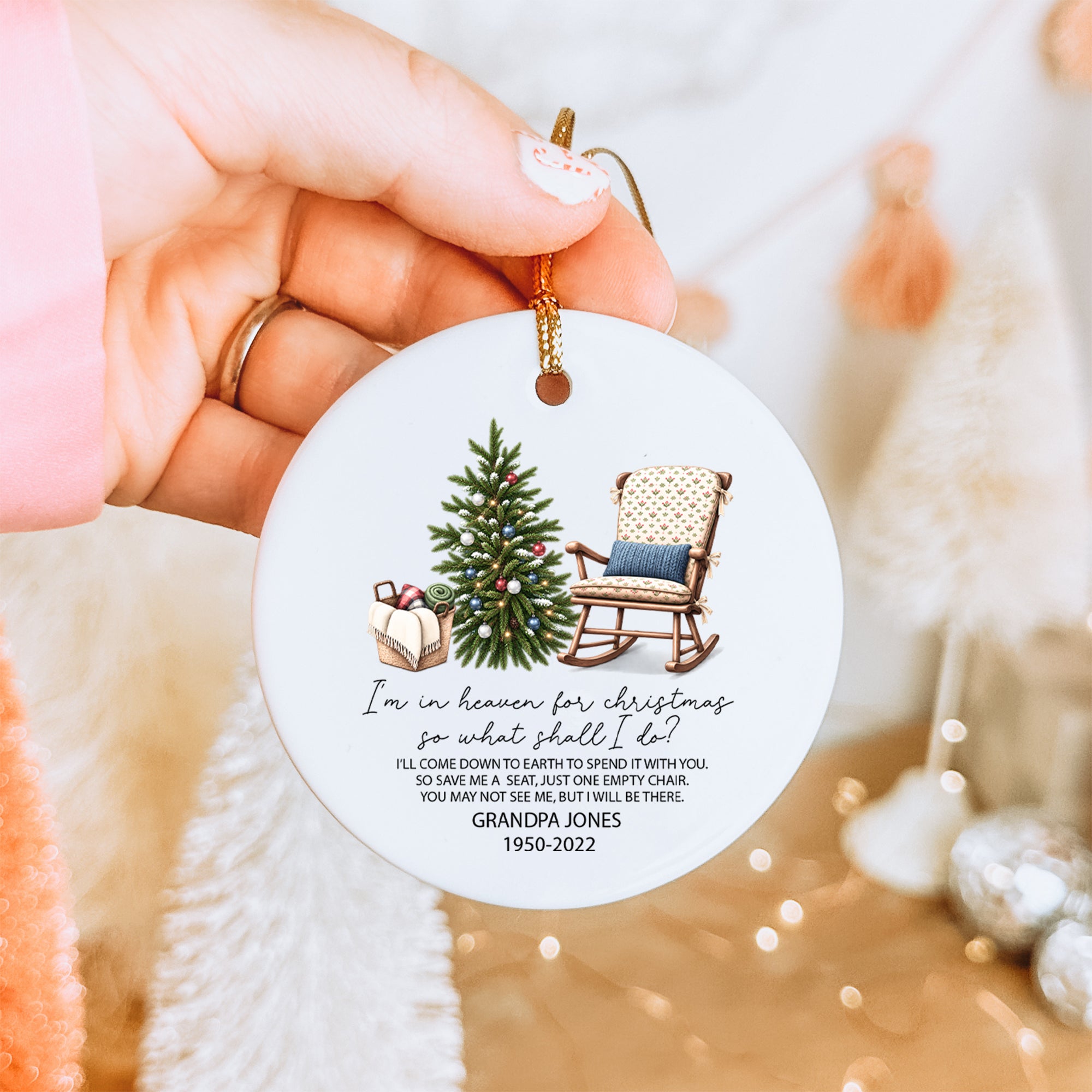 Personalisierbarer Weihnachts-Gedenkbaumschmuck für einen geliebten Menschen im Himmel